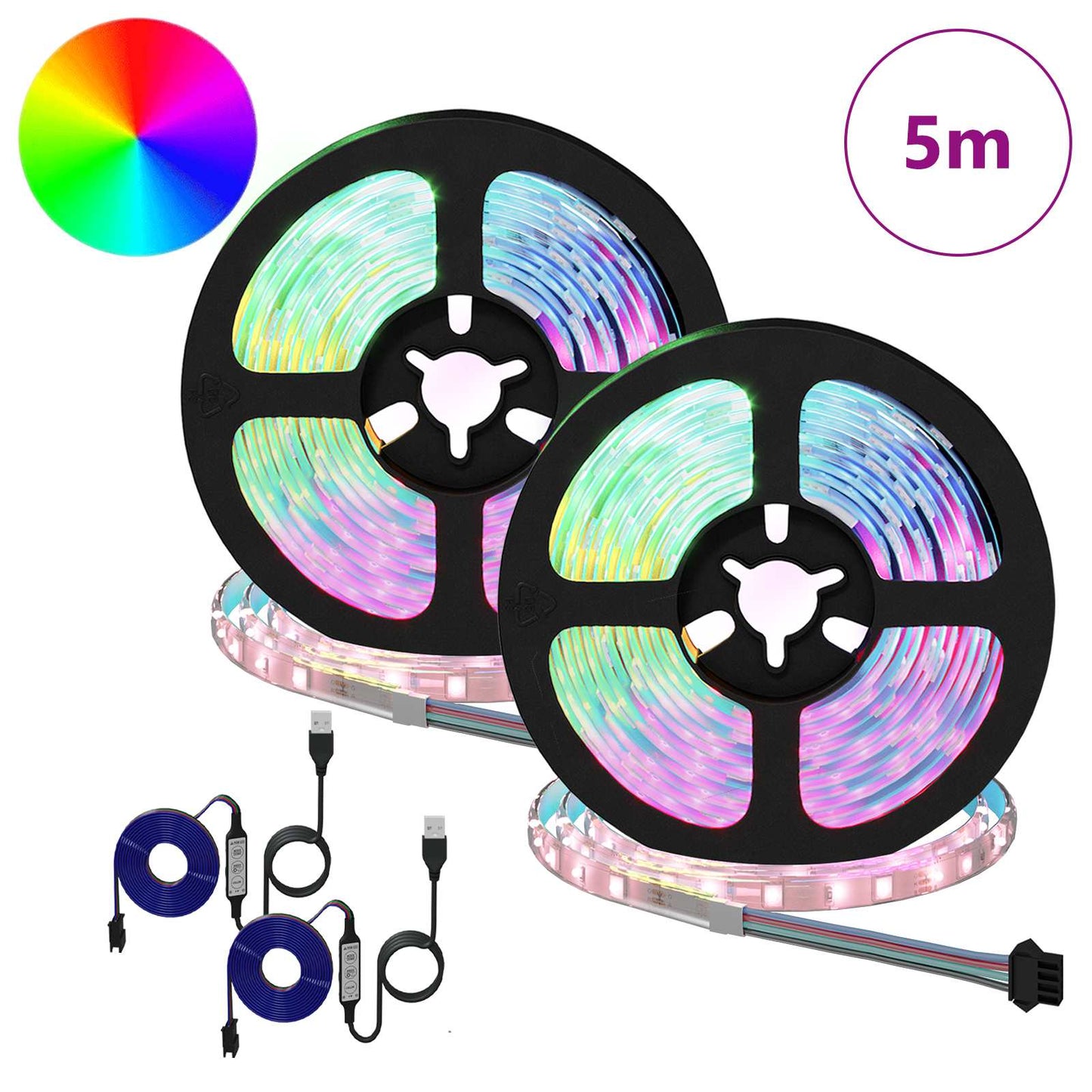 LED Strip 2 pcs Sort og Gennemsigtig 2500 mm Kobber og plastik