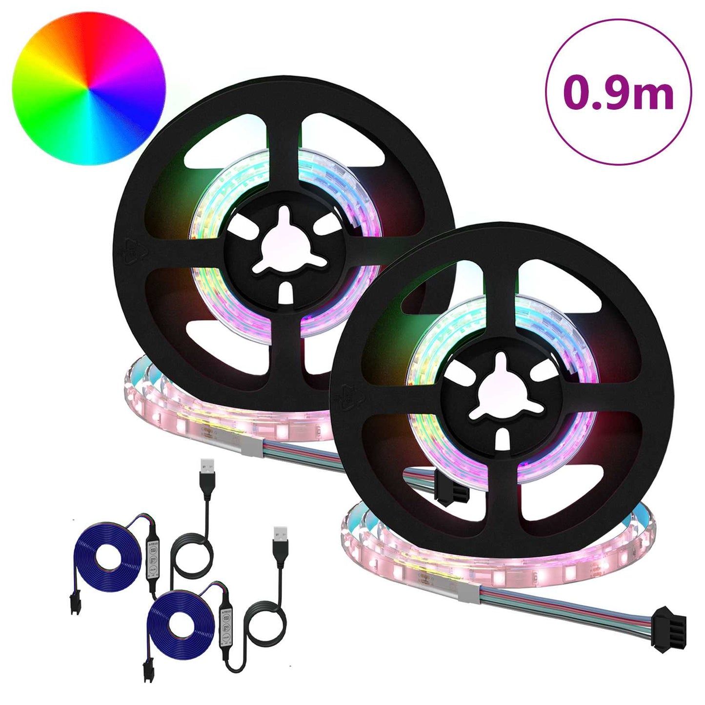 LED Strip 2 pcs Sort og Gennemsigtig 450 mm Kobber og plastik
