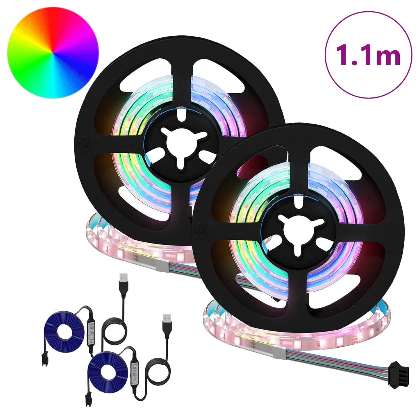 LED Strip 2 pcs Sort og Gennemsigtig 550 mm Kobber og plastik