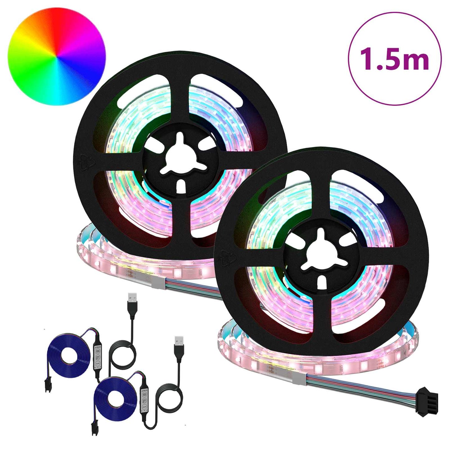 LED Strip 2 pcs Sort og Gennemsigtig 750 mm Kobber og plastik