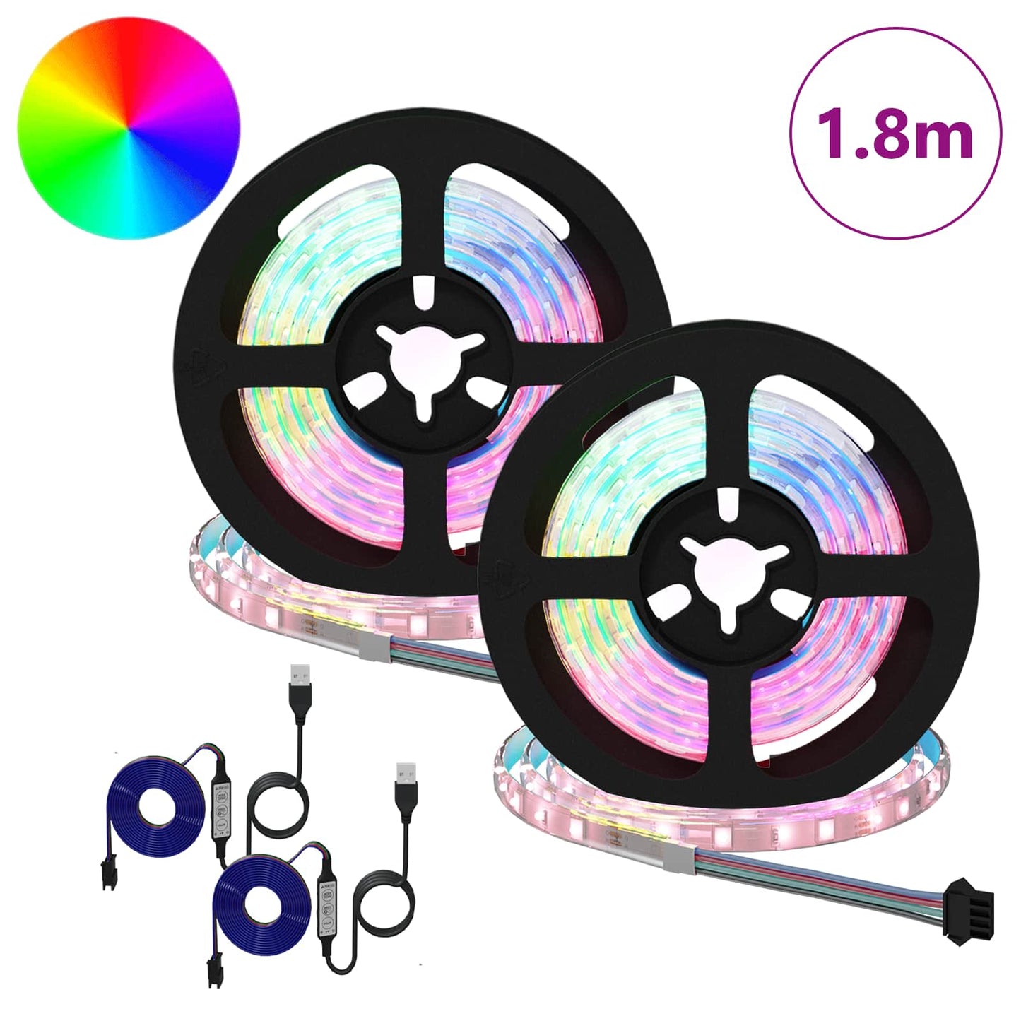 LED Strip 2 pcs Sort og Gennemsigtig 900 mm Kobber og plastik