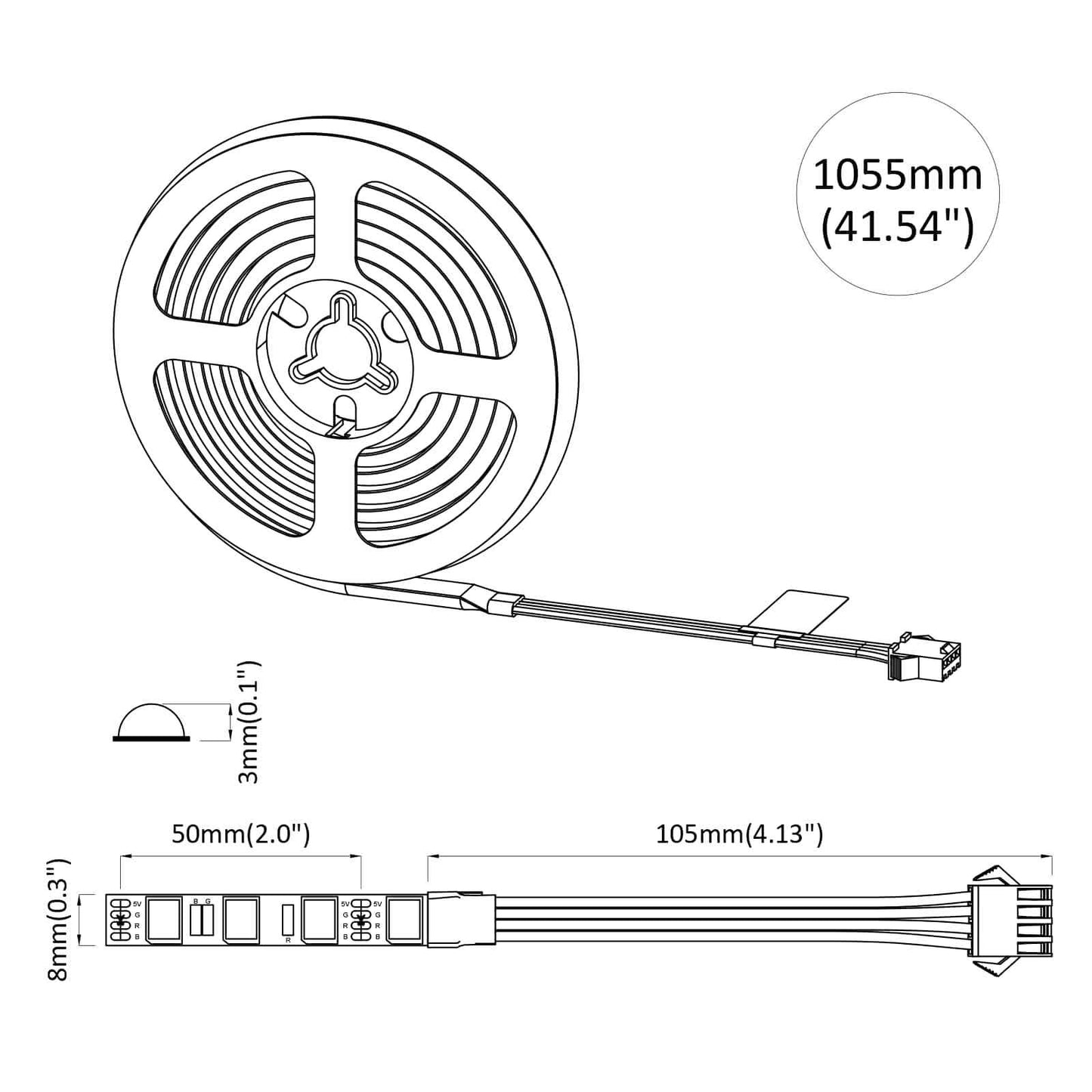 LED Strip 12 pcs Sort og Gennemsigtig 900 mm Kobber og plastik