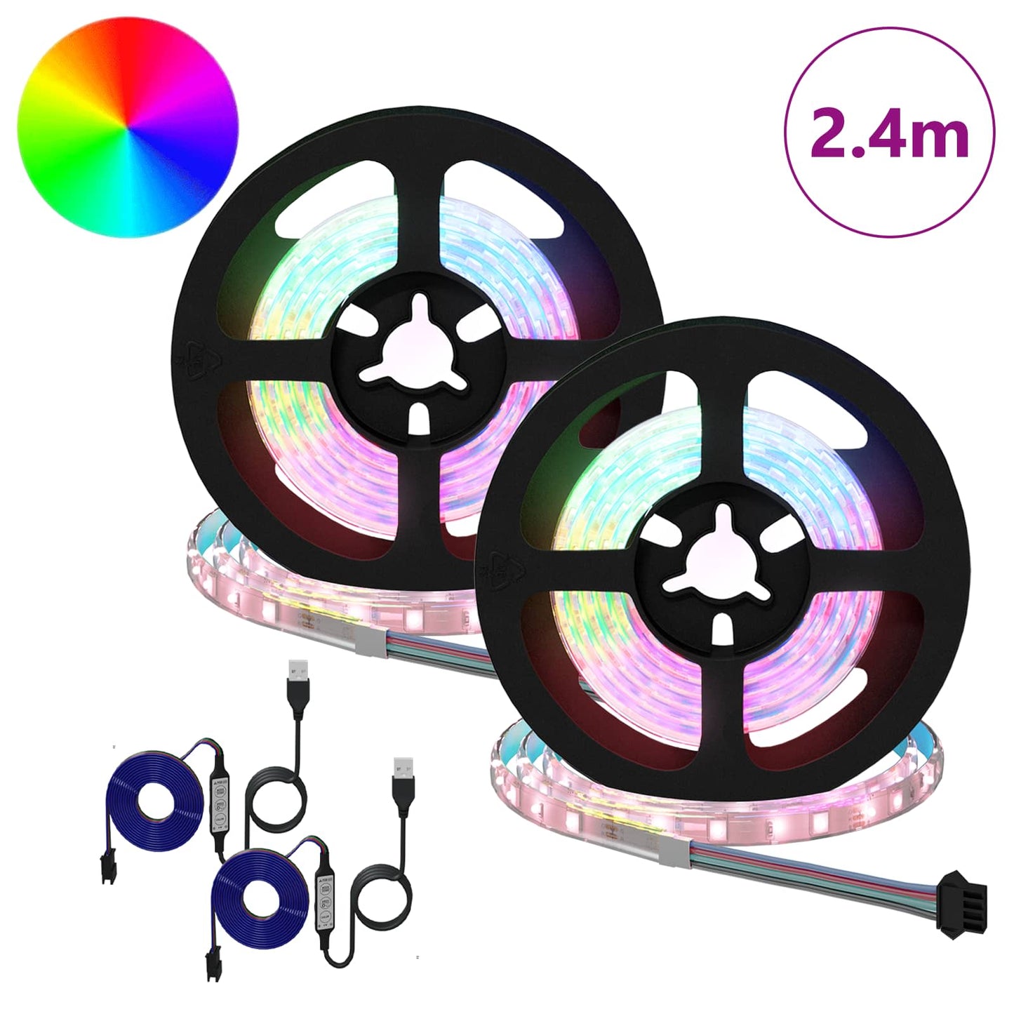 LED Strip 2 pcs Sort og Gennemsigtig 1200 mm Kobber og plastik