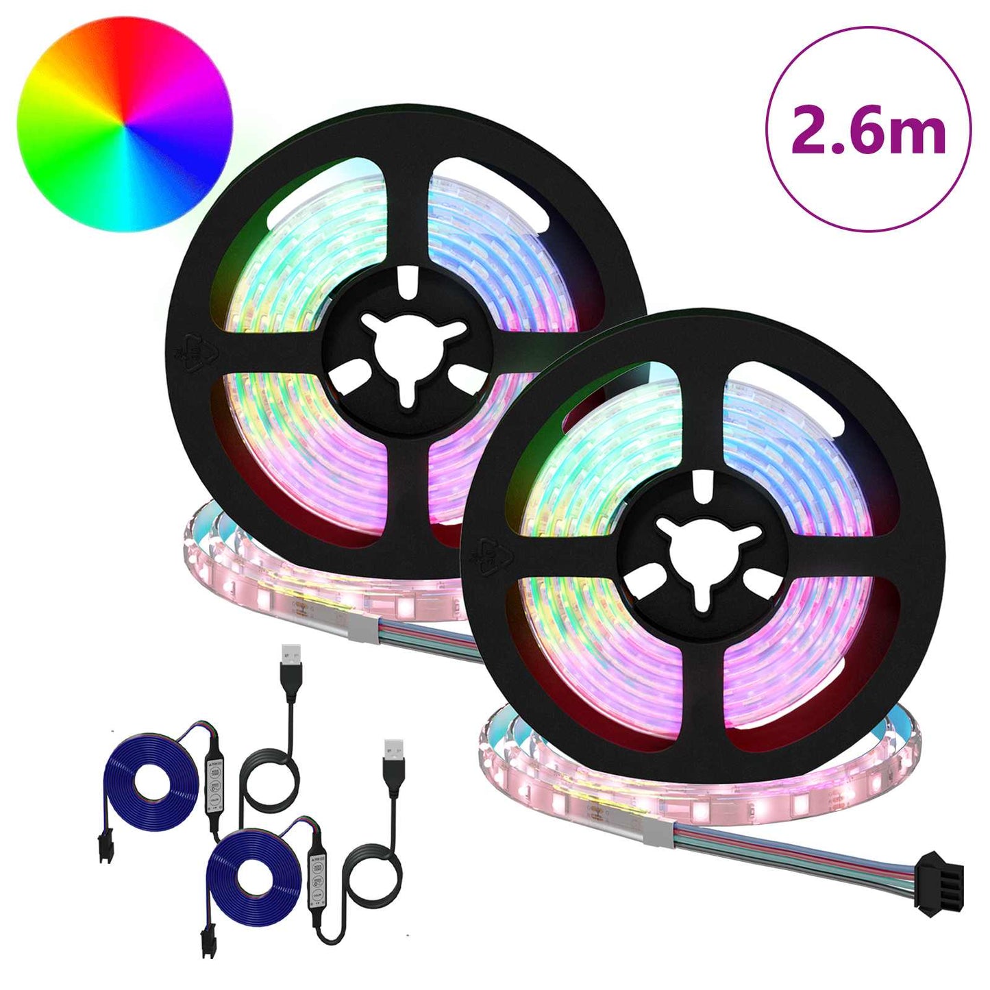 LED Strip 2 pcs Sort og Gennemsigtig 1300 mm Kobber og plastik