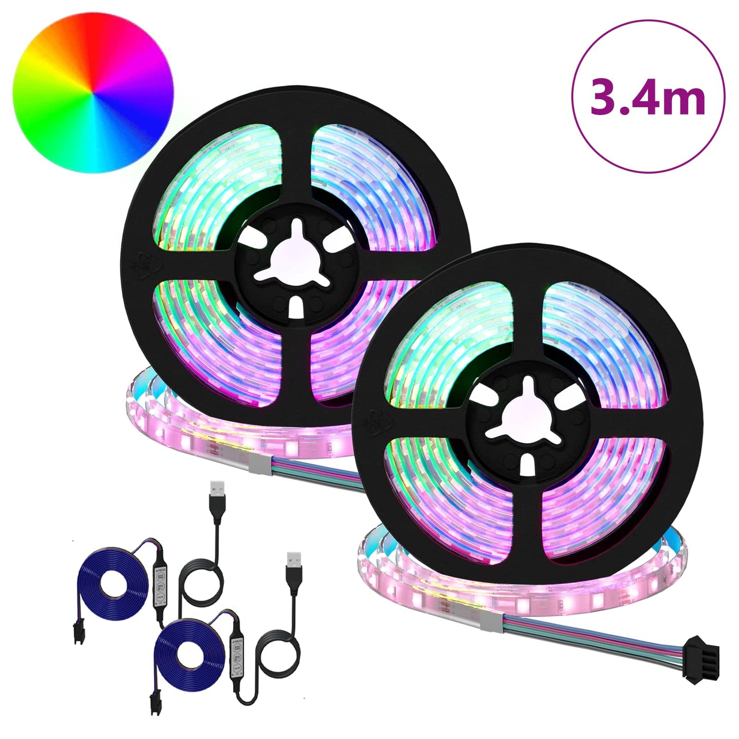 LED Strip 2 pcs Sort og Gennemsigtig 1700 mm Kobber og plastik