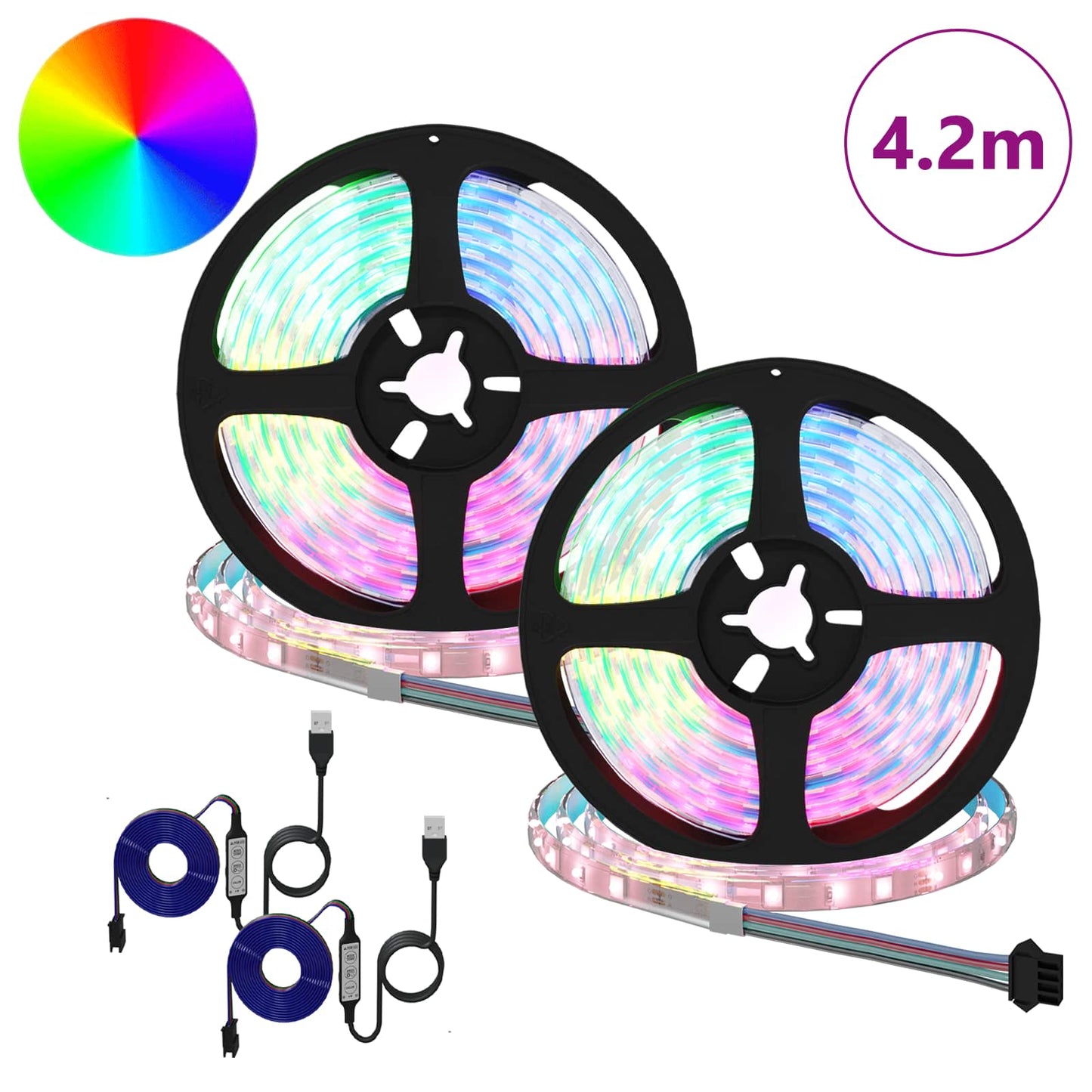 LED Strip 2 pcs Sort og Gennemsigtig 210 x 0,8 x 0,3 cm