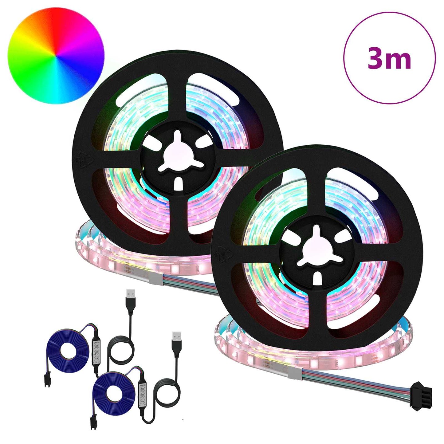 LED Strip 2 pcs Sort og Gennemsigtig 750 mm Kobber og plastik