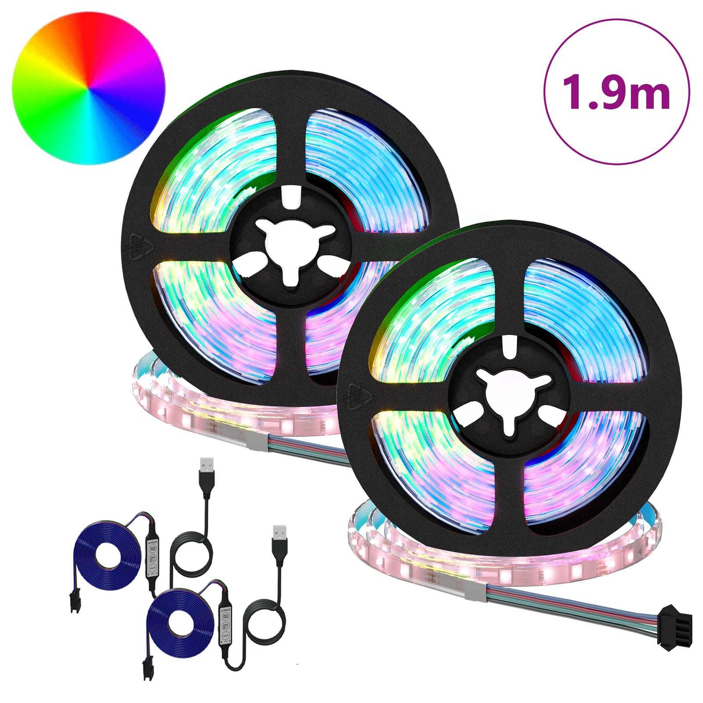 LED Strip 2 pcs Sort og Gennemsigtig 950 mm Kobber og plastik
