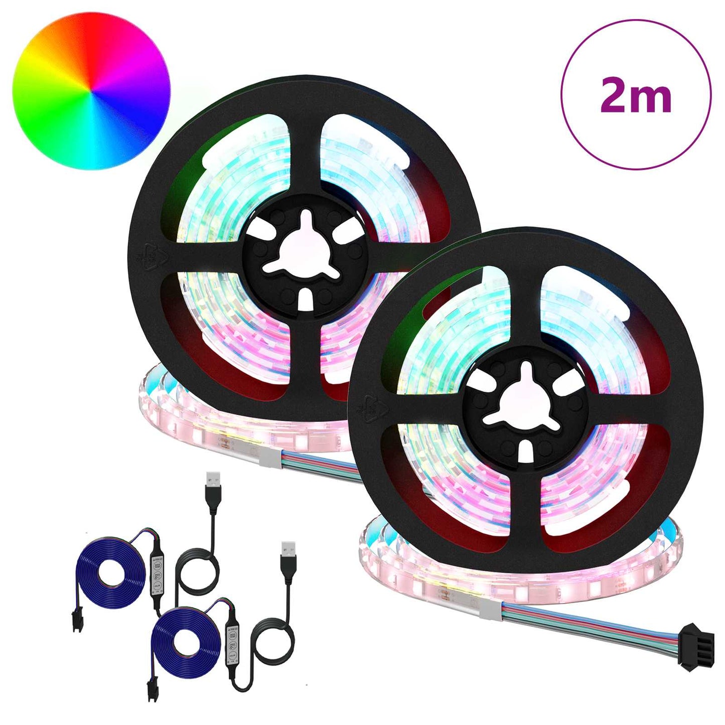 LED Strip 2 pcs Sort og Gennemsigtig 1000 mm Kobber og plastik