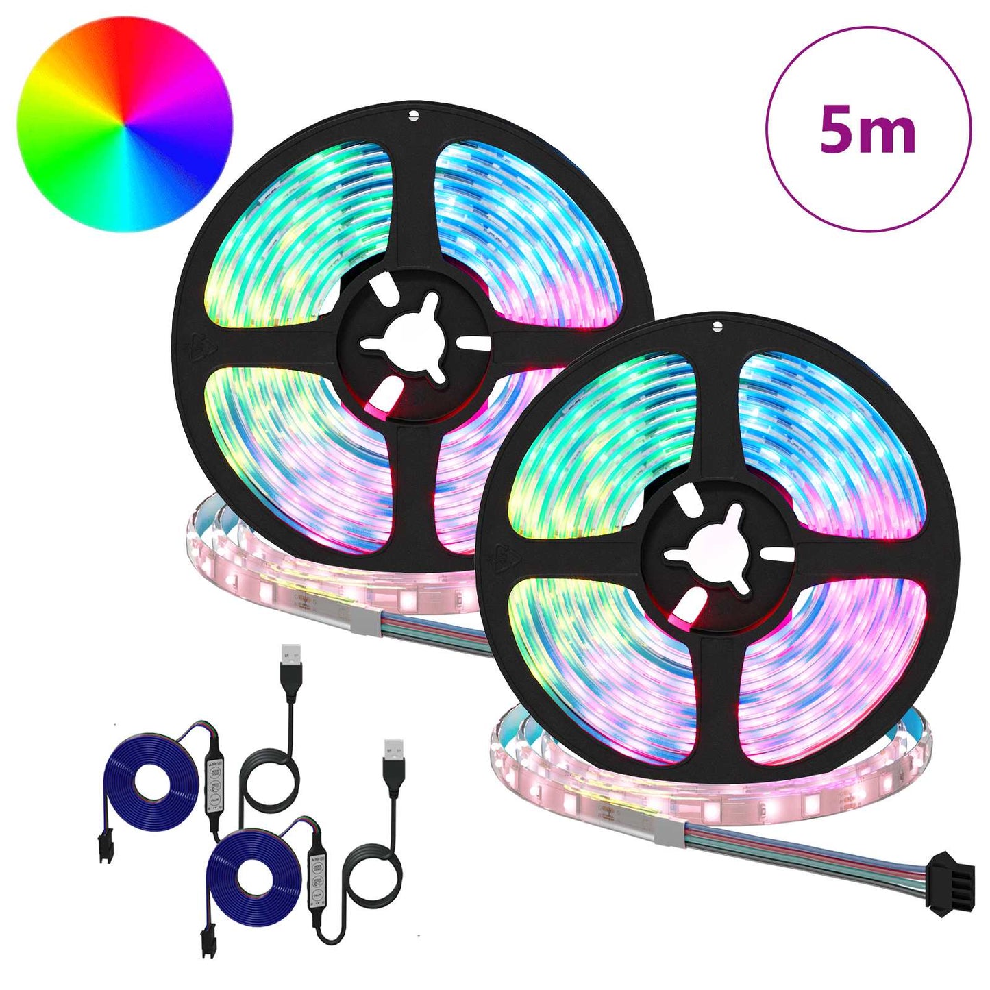 LED Strip 2 pcs Sort og Gennemsigtig 2500 mm Kobber og plastik