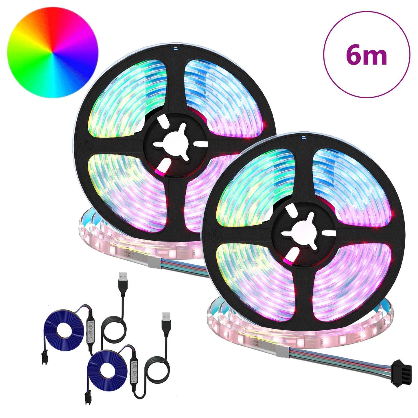 LED Strip 2 pcs Sort og Gennemsigtig 3000 mm Kobber og plastik