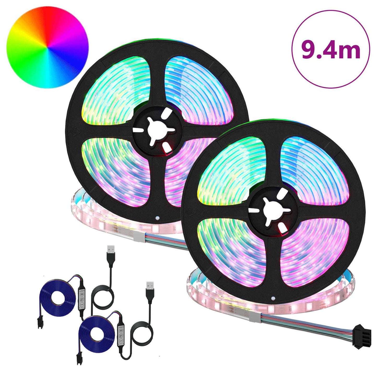 LED Strip 2 pcs Sort og Gennemsigtig 4700 mm Kobber og plastik