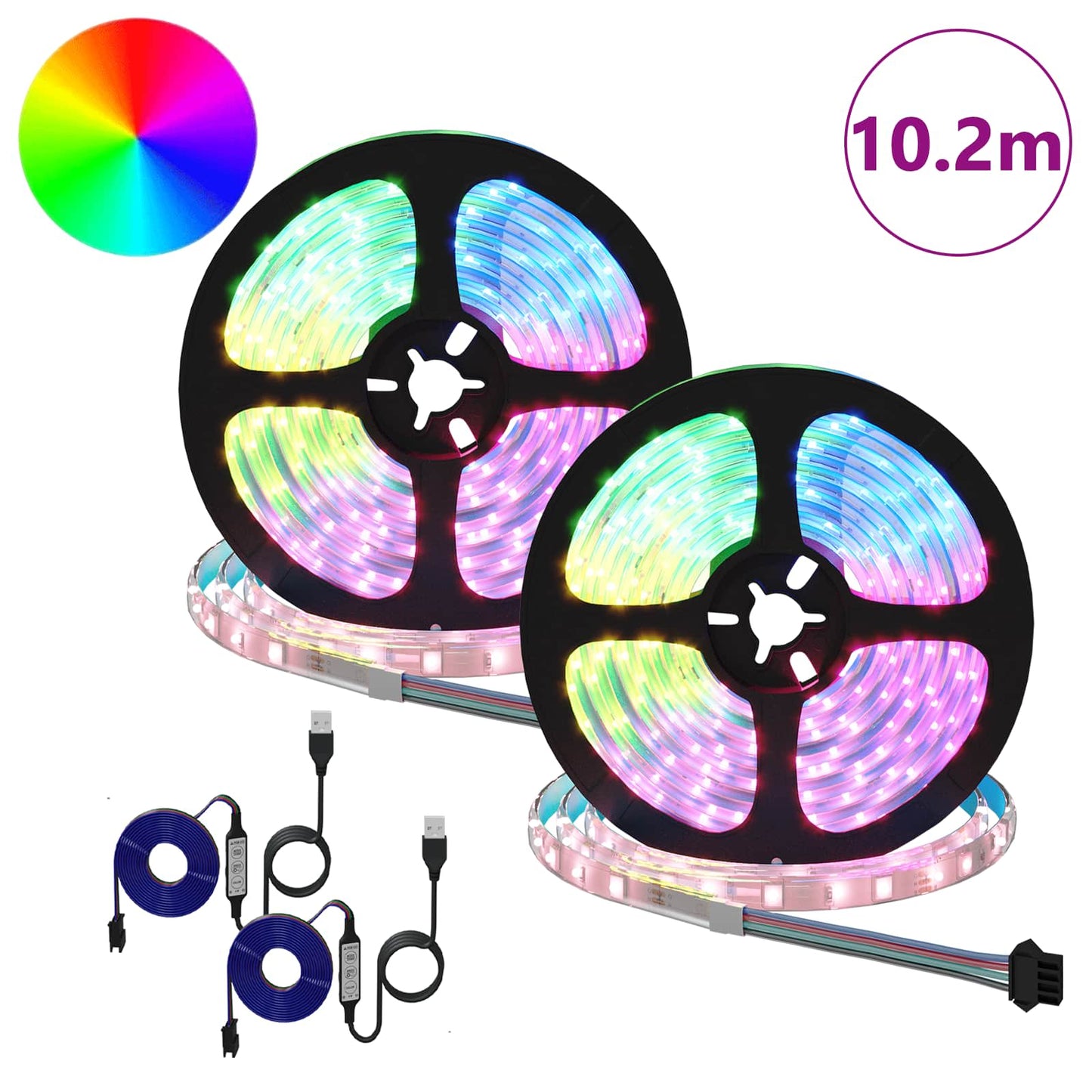 LED Strip 2 pcs Sort og Gennemsigtig 5100 mm Kobber og plastik