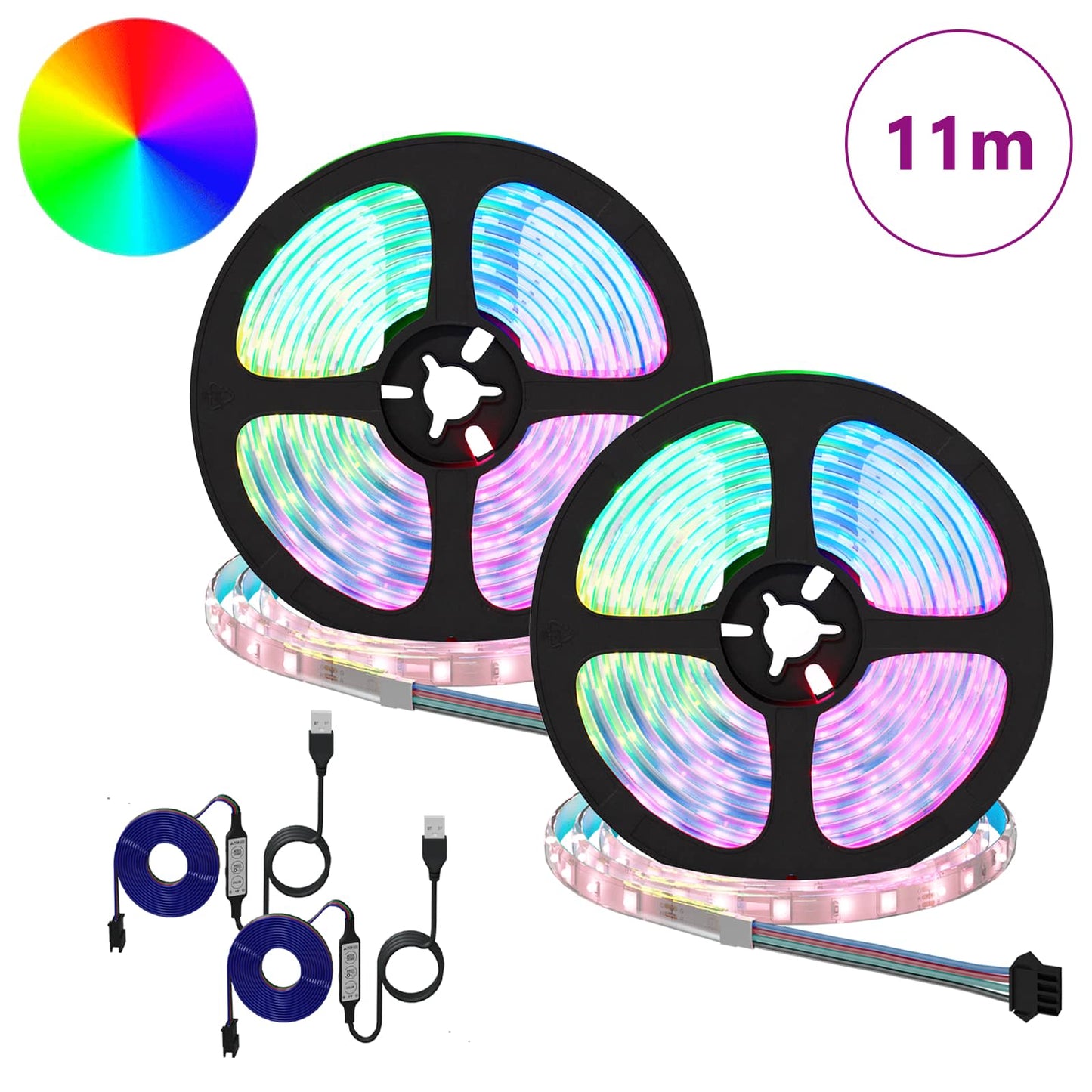 LED Strip 2 pcs Sort og Gennemsigtig 5500 mm Kobber og plastik