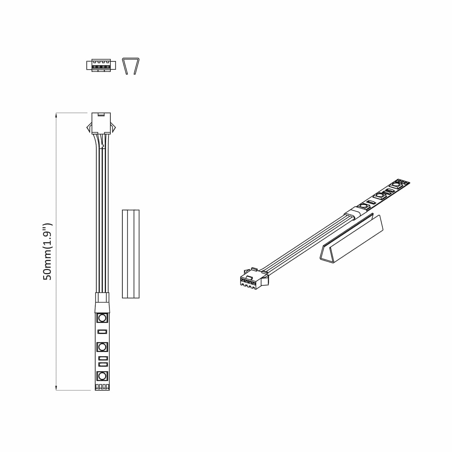 LED Strip 2 pcs Sort og Hvid 1745 mm Kobber og plastik