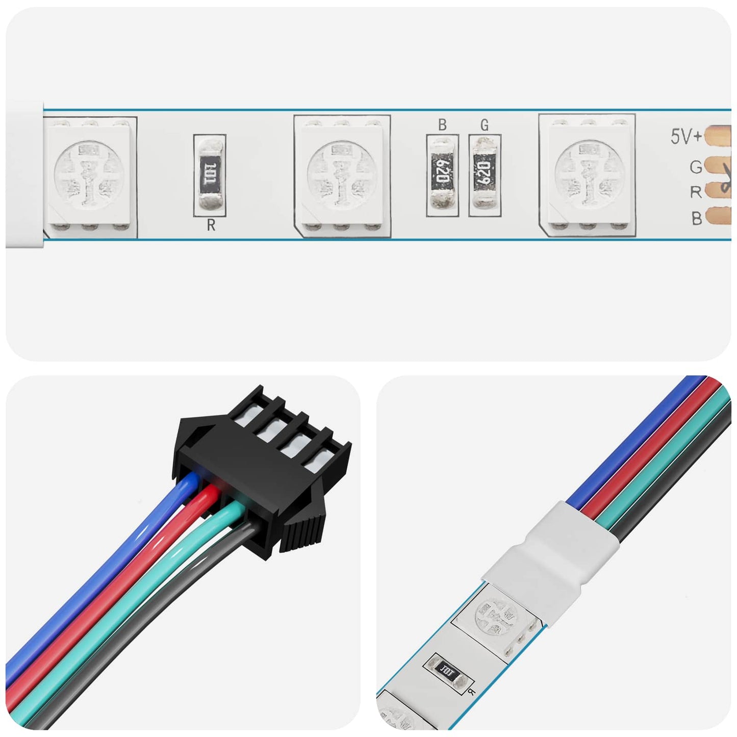 LED Strip 12 pcs Sort og Hvid 1745 mm Kobber og plastik