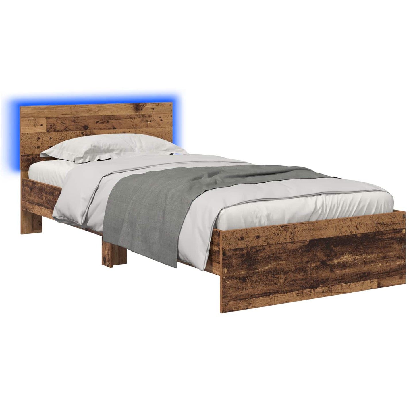 Senge ramme med LED Gammelt træ 80 x 200 cm Konstrueret træ