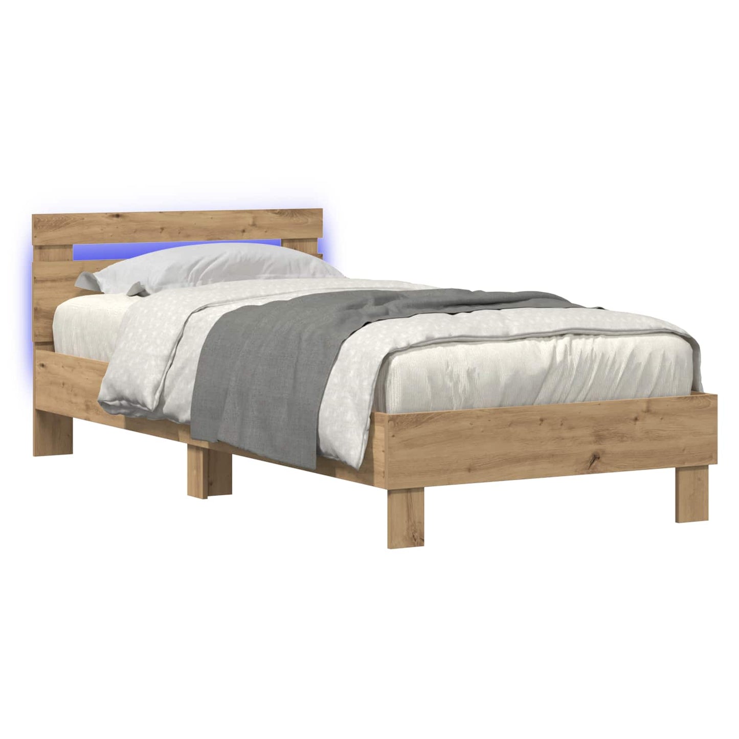 Senge ramme med LED Artisan-eg 80 x 200 cm Konstrueret træ