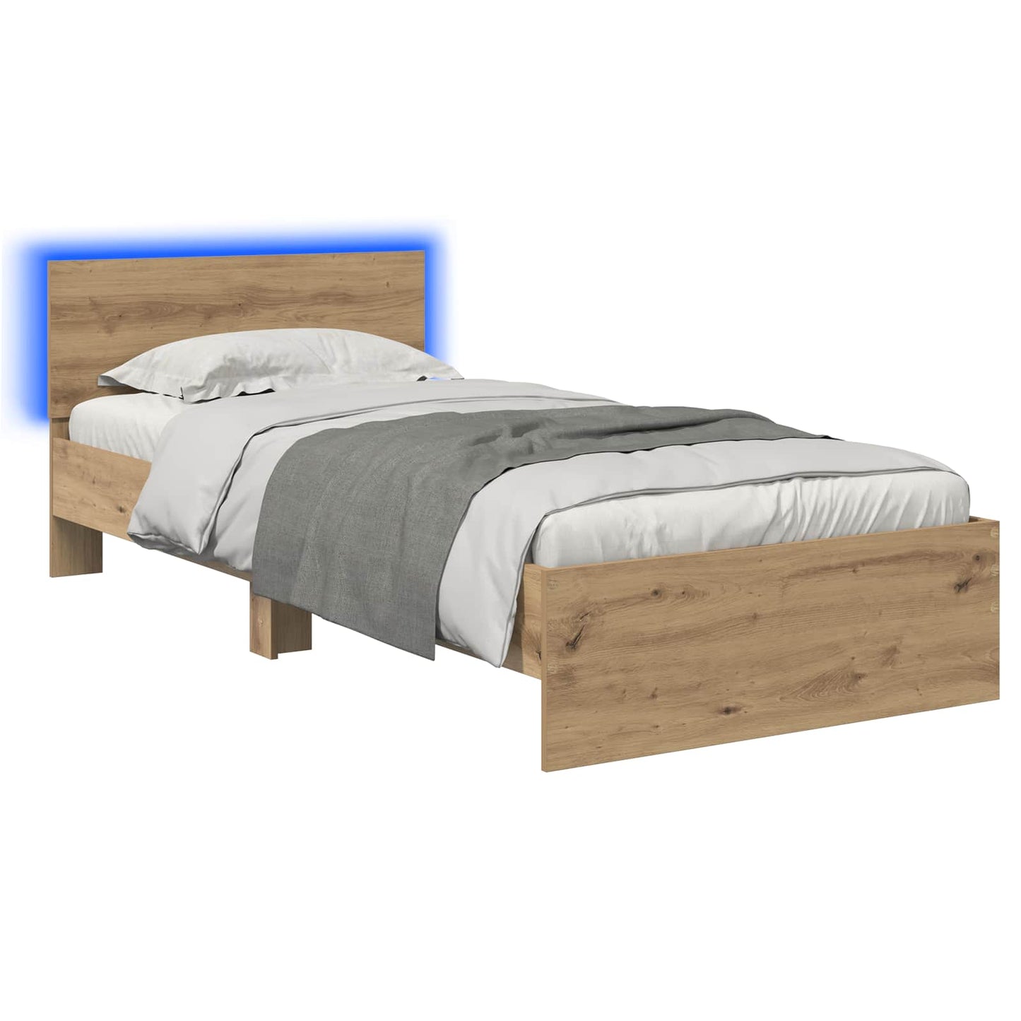 Senge ramme med LED Artisan-eg 80 x 200 cm Konstrueret træ