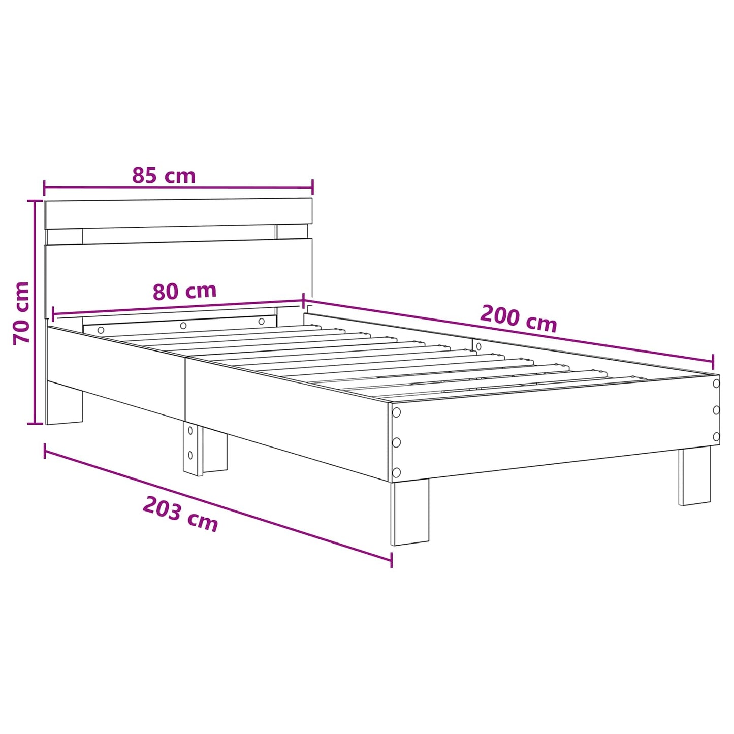 Sengestel med hovedgærde Gammelt træ 80 x 200 cm