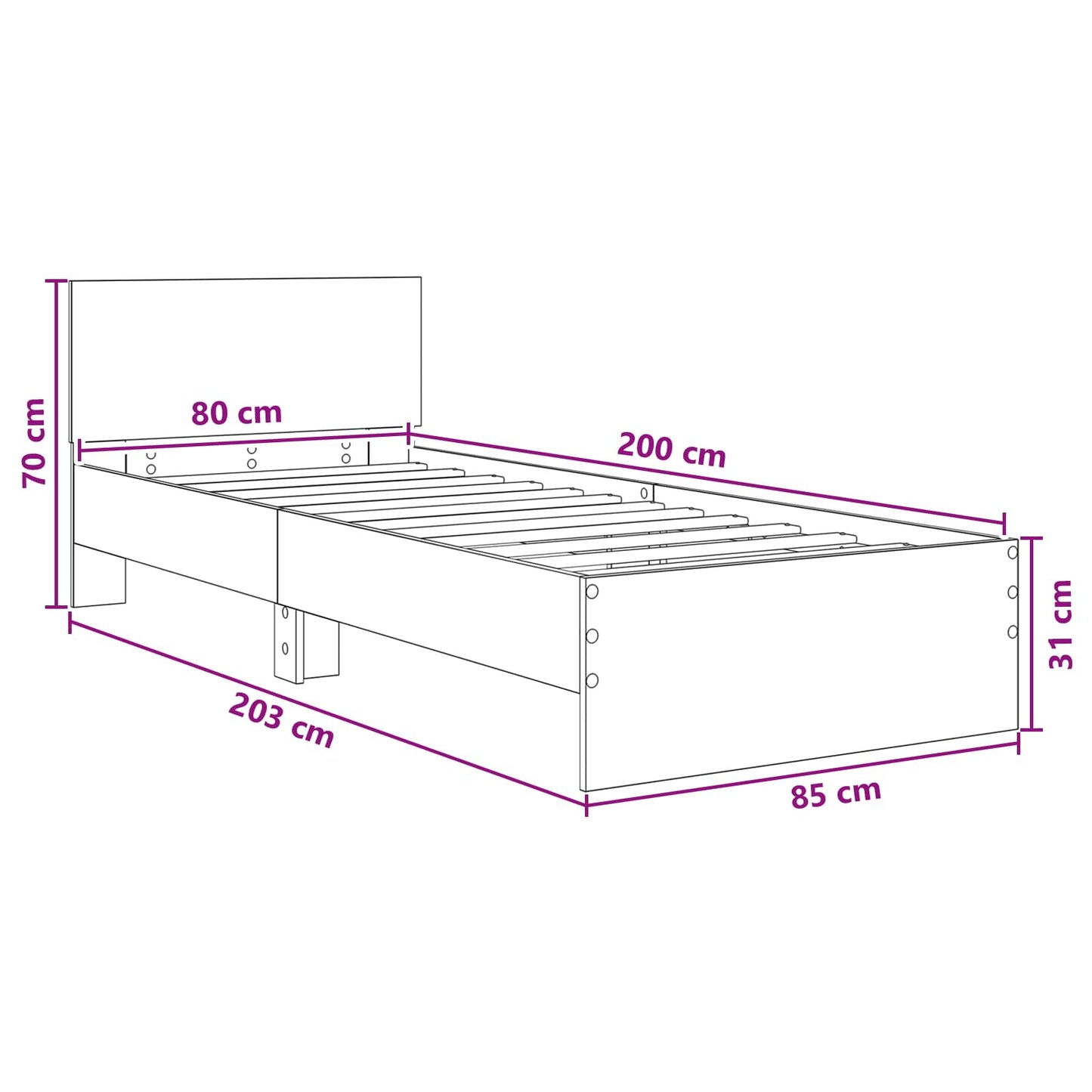 Sengestel med hovedgærde Gammelt træ 80 x 200 cm
