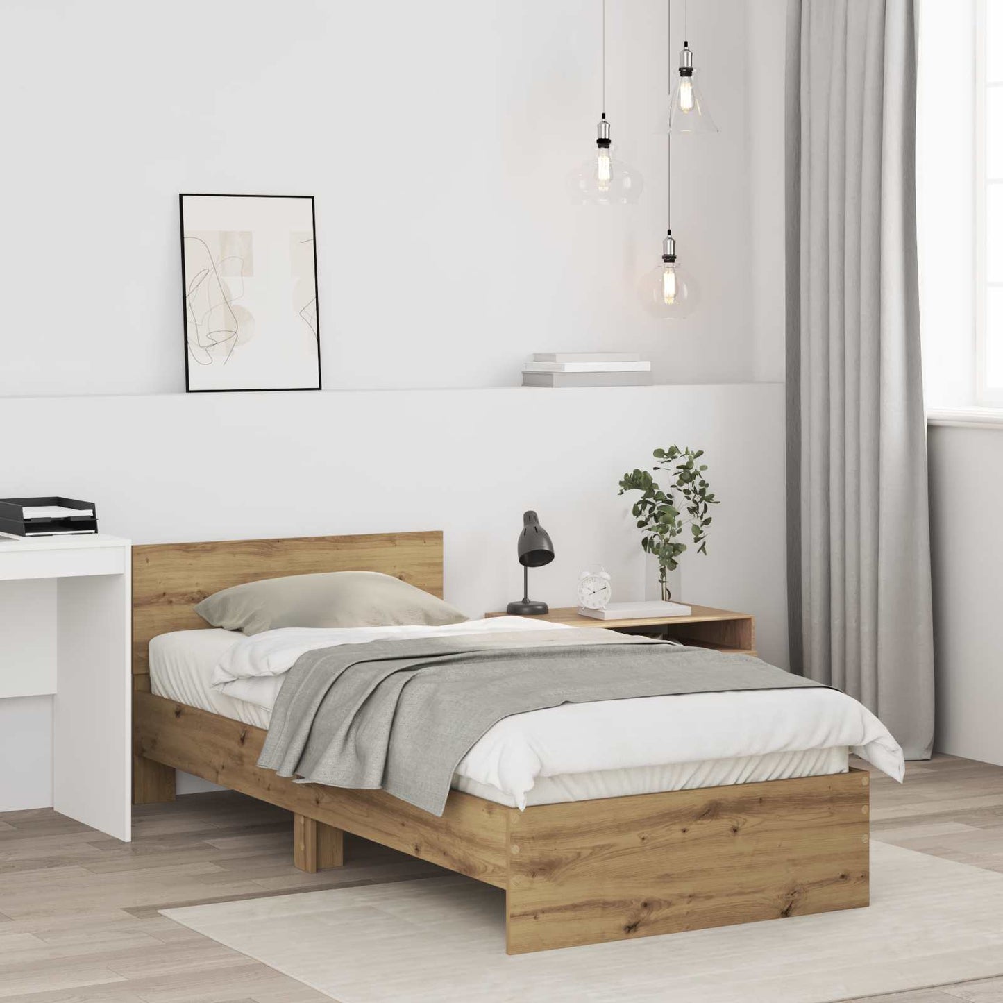 Sengestel med hovedgærde Artisan-eg 80 x 200 cm Konstrueret træ