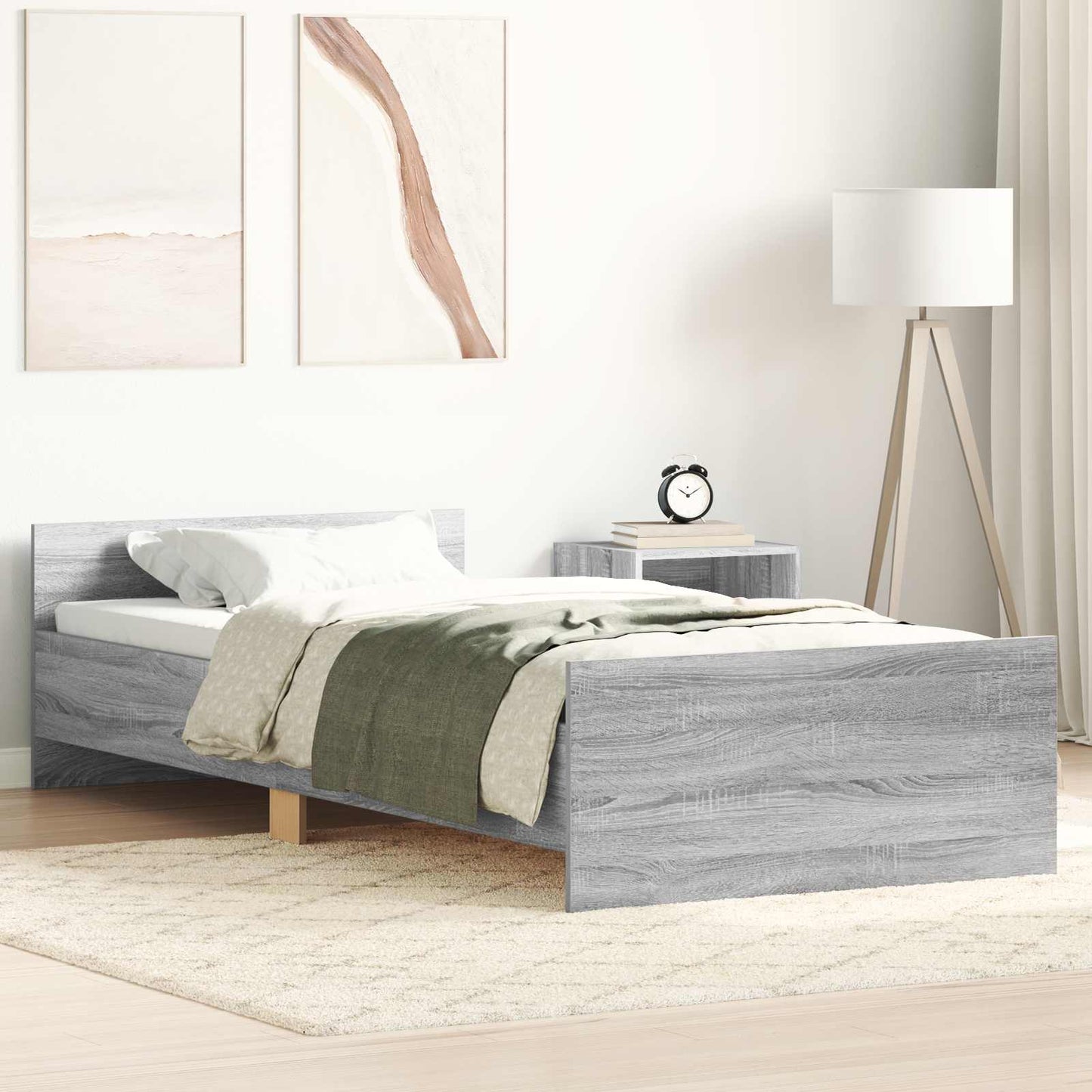 Sengestel med hovedgærde Grå Sonoma 80 x 200 cm Konstrueret træ