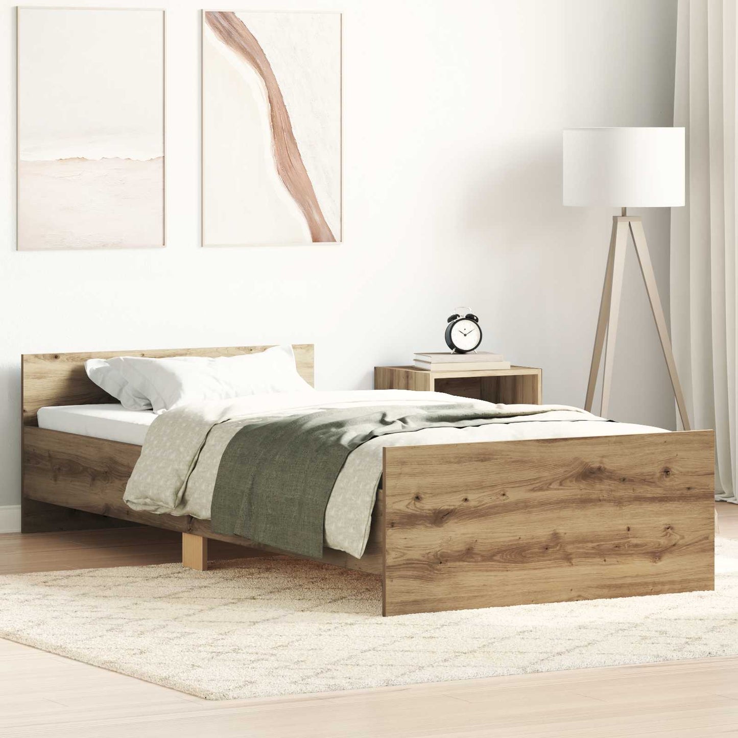 Sengestel med hovedgærde Artisan-eg 80 x 200 cm Konstrueret træ