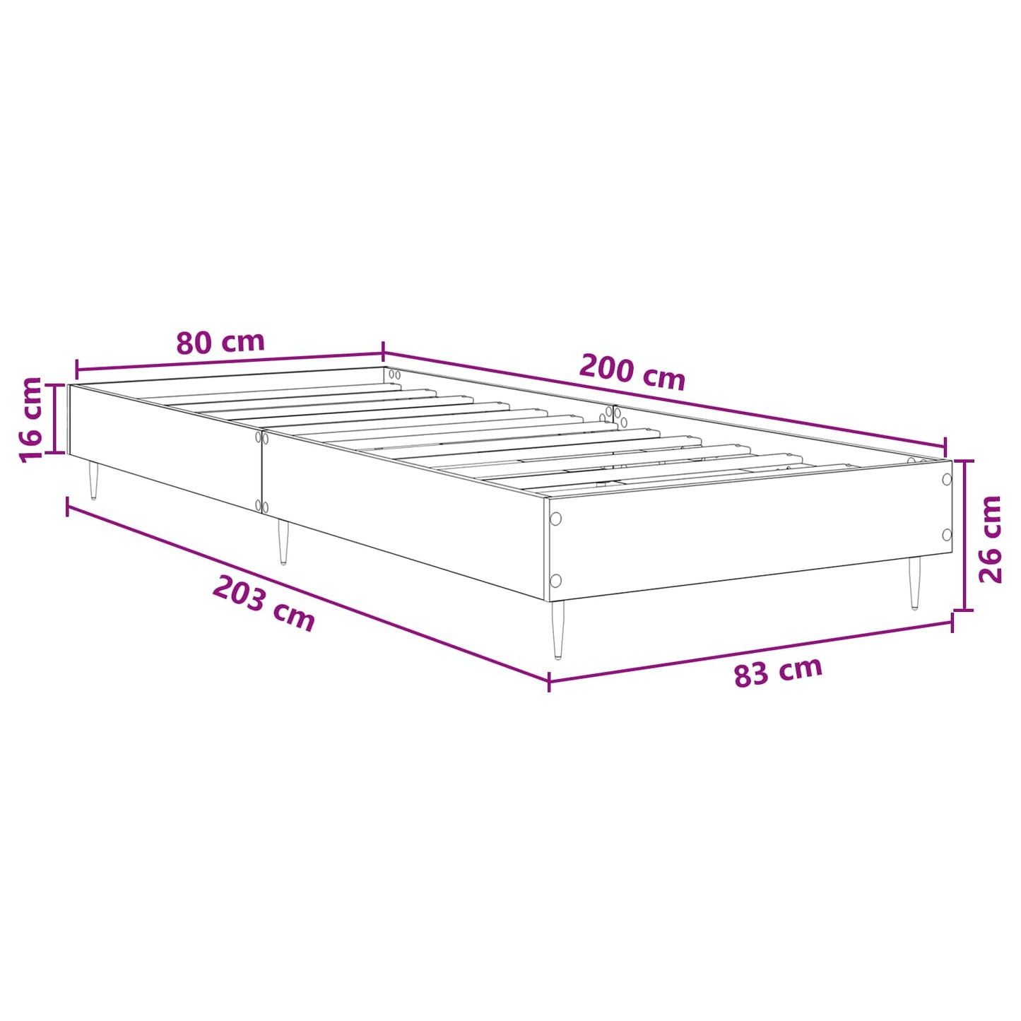 Sengestel Hvid 80 x 200 cm Konstrueret træ