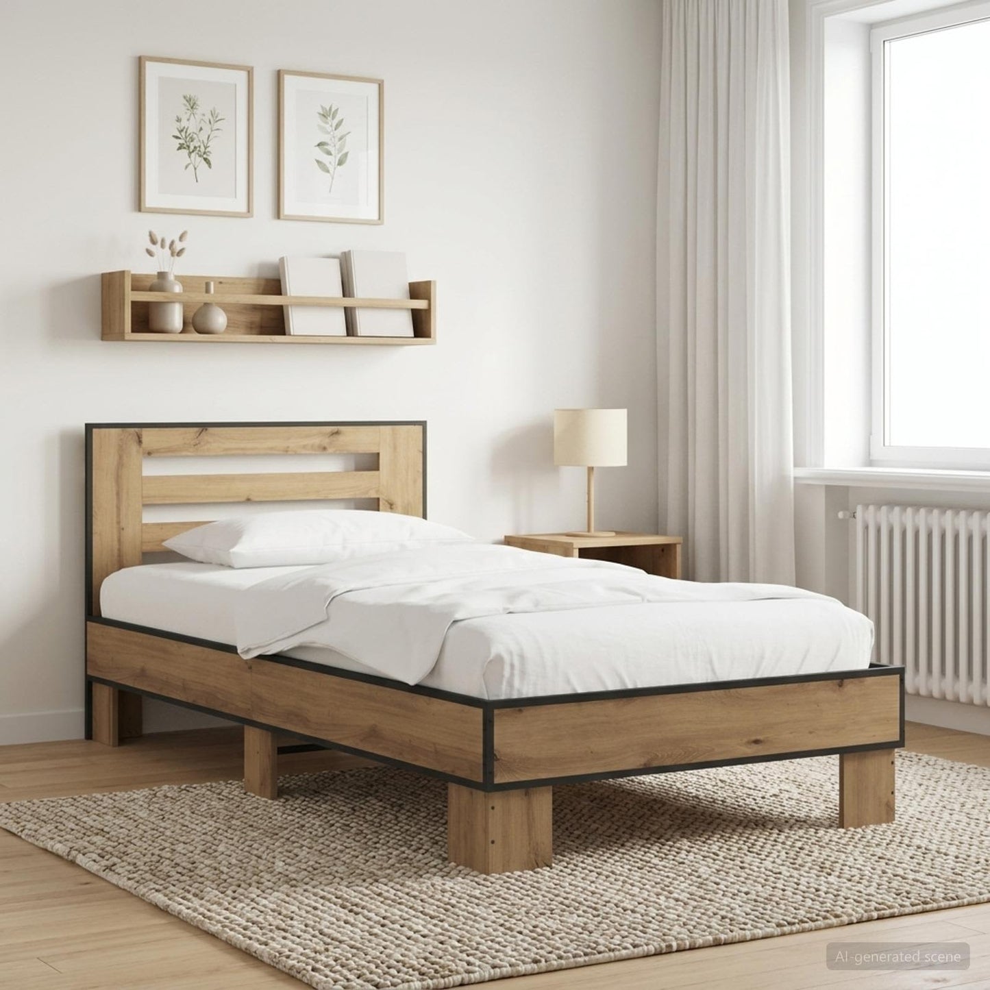 Sengestel med hovedgærde Artisan-eg 80 x 200 cm Konstrueret træ