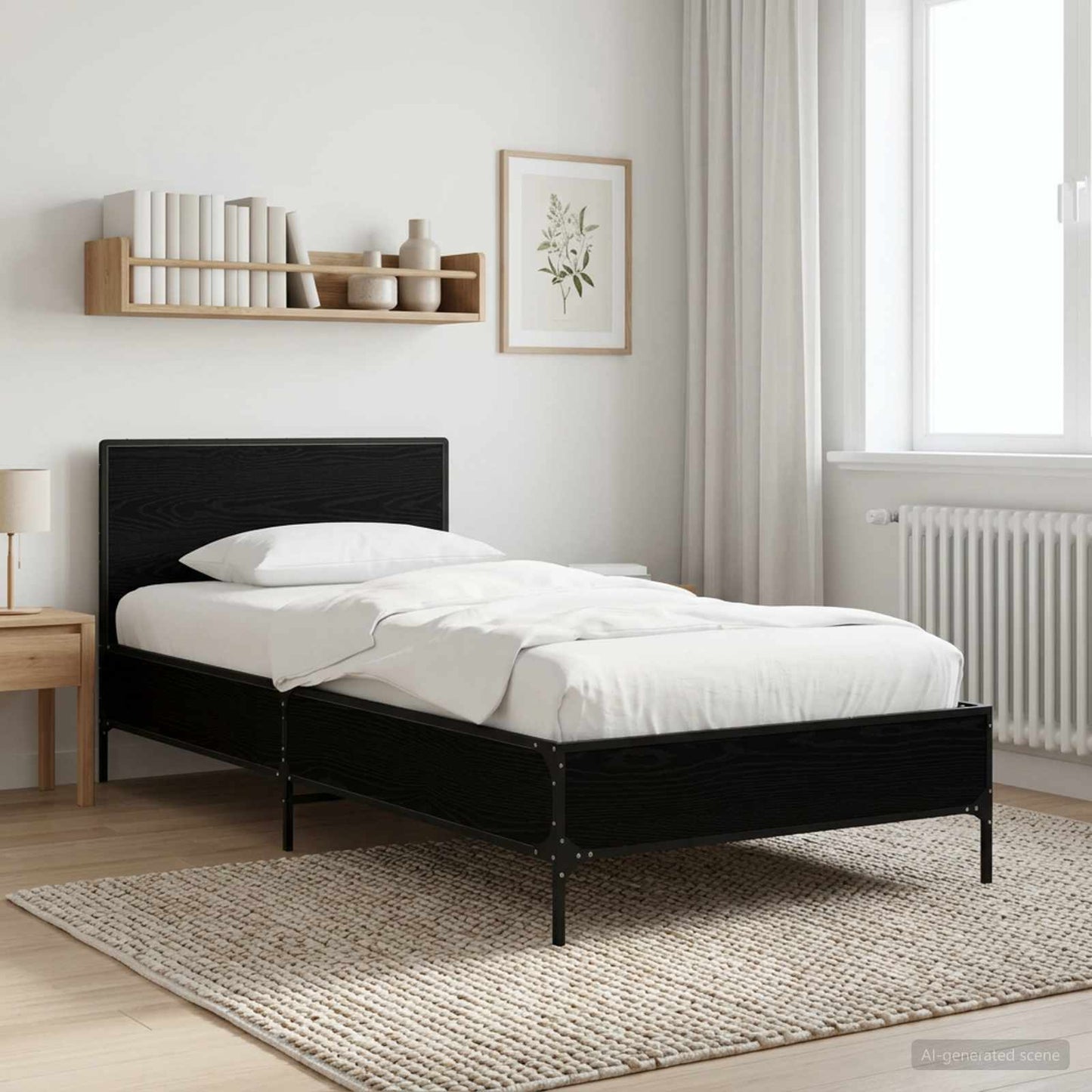 Sengestel med hovedgærde Sort eg 80 x 200 cm Konstrueret træ