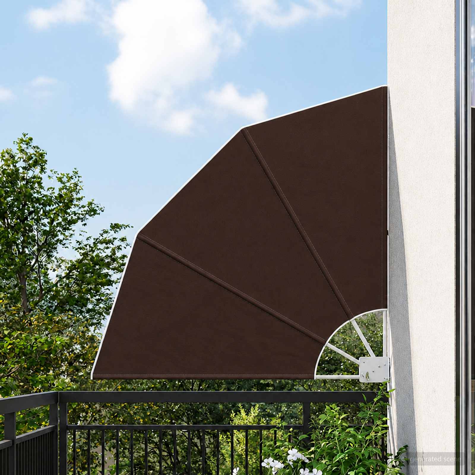 Balkon afskærmning 140 × 140 cm - polyester, brun