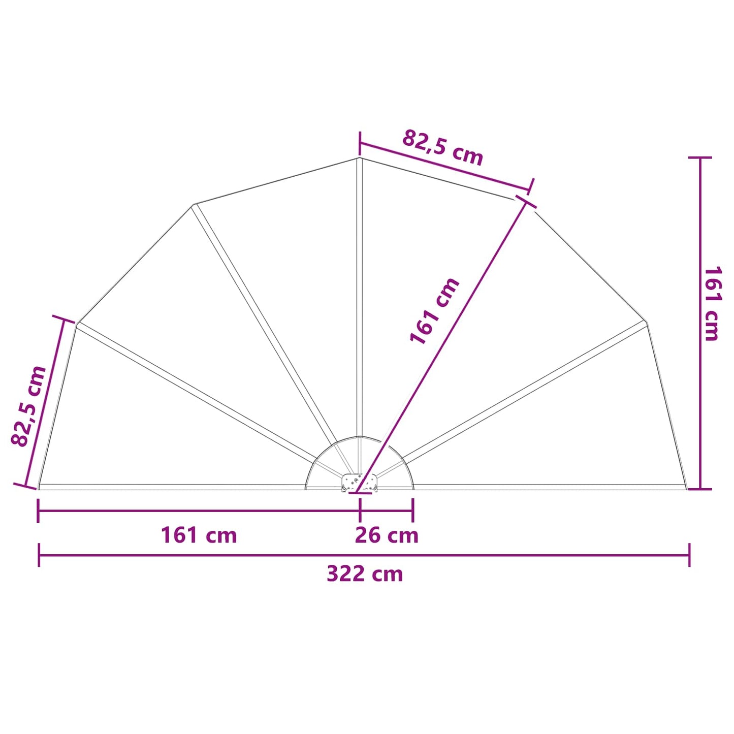 Balkon Afskærmning Ø 320 cm Polyester Lysegrå