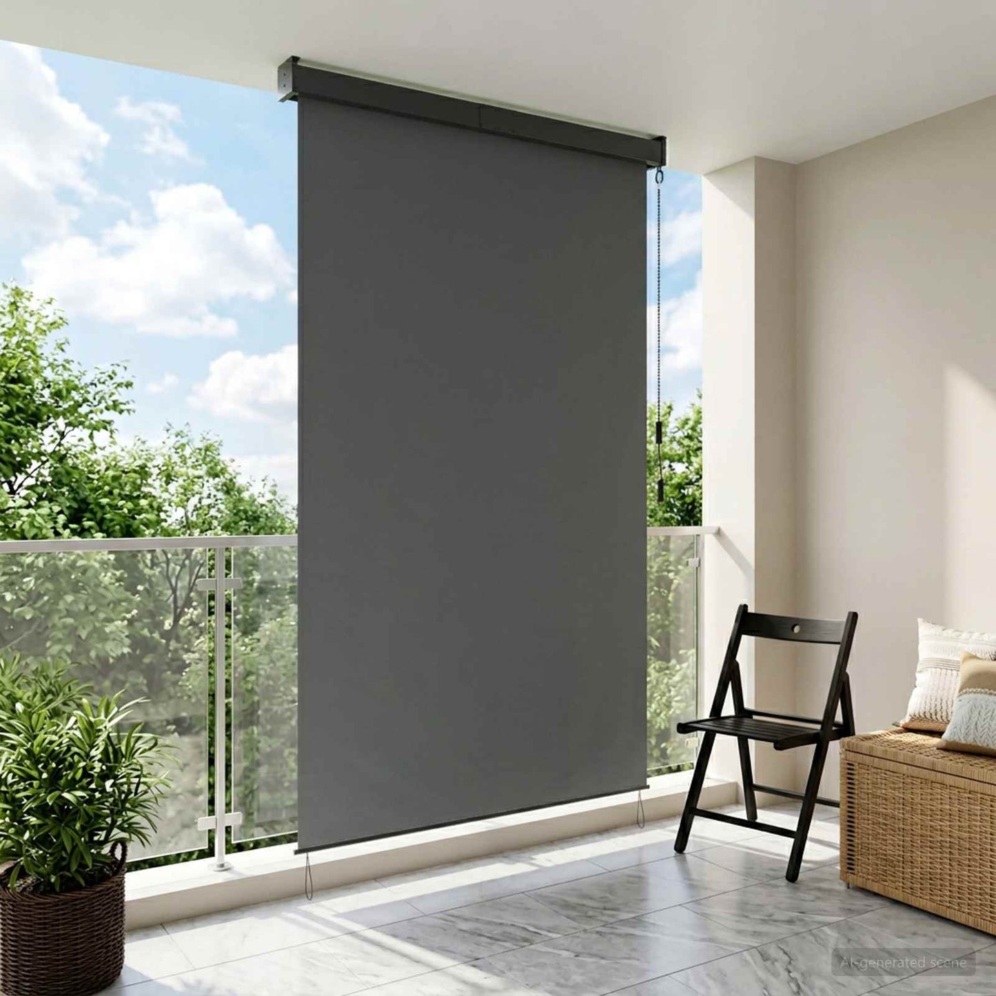 Rullegardin Lysegrå 60 x 250 cm Stof og Aluminium