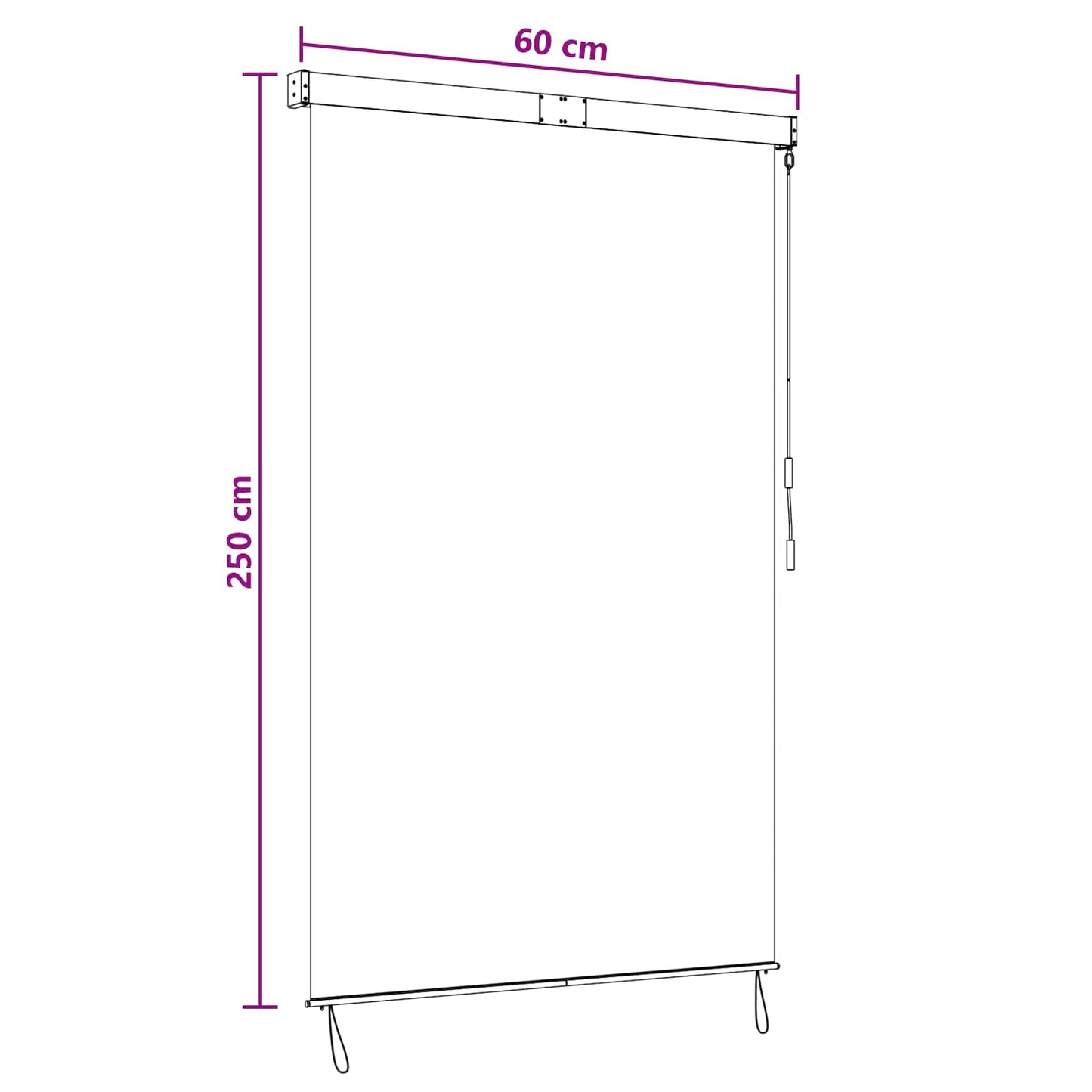 Rullegardin Lysegrå 60 x 250 cm Stof og Aluminium