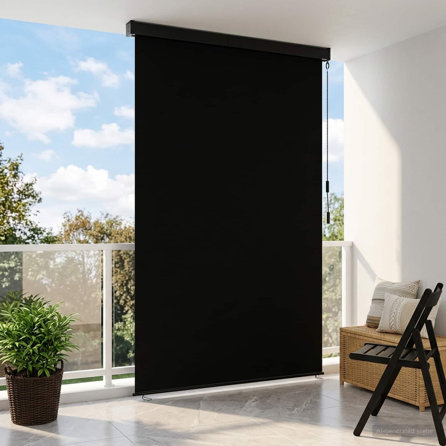 Rullegardin Sort 80 x 250 cm Stof og Aluminium