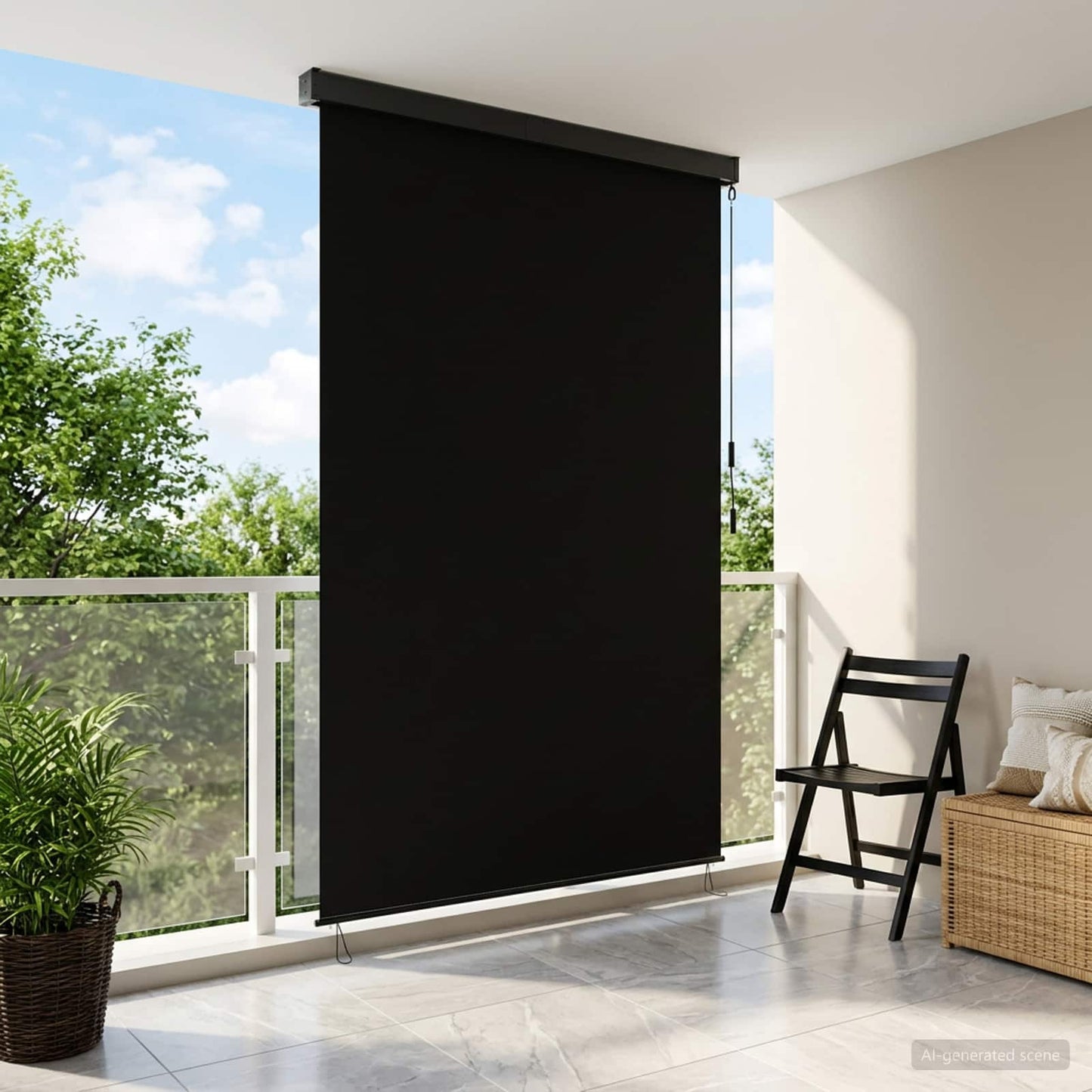 Rullegardin Sort 100 x 250 cm Stof og Aluminium