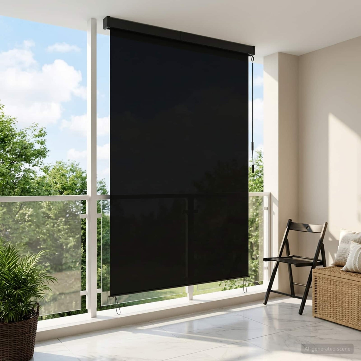 Rullegardin Sort 120 x 250 cm Stof og Aluminium