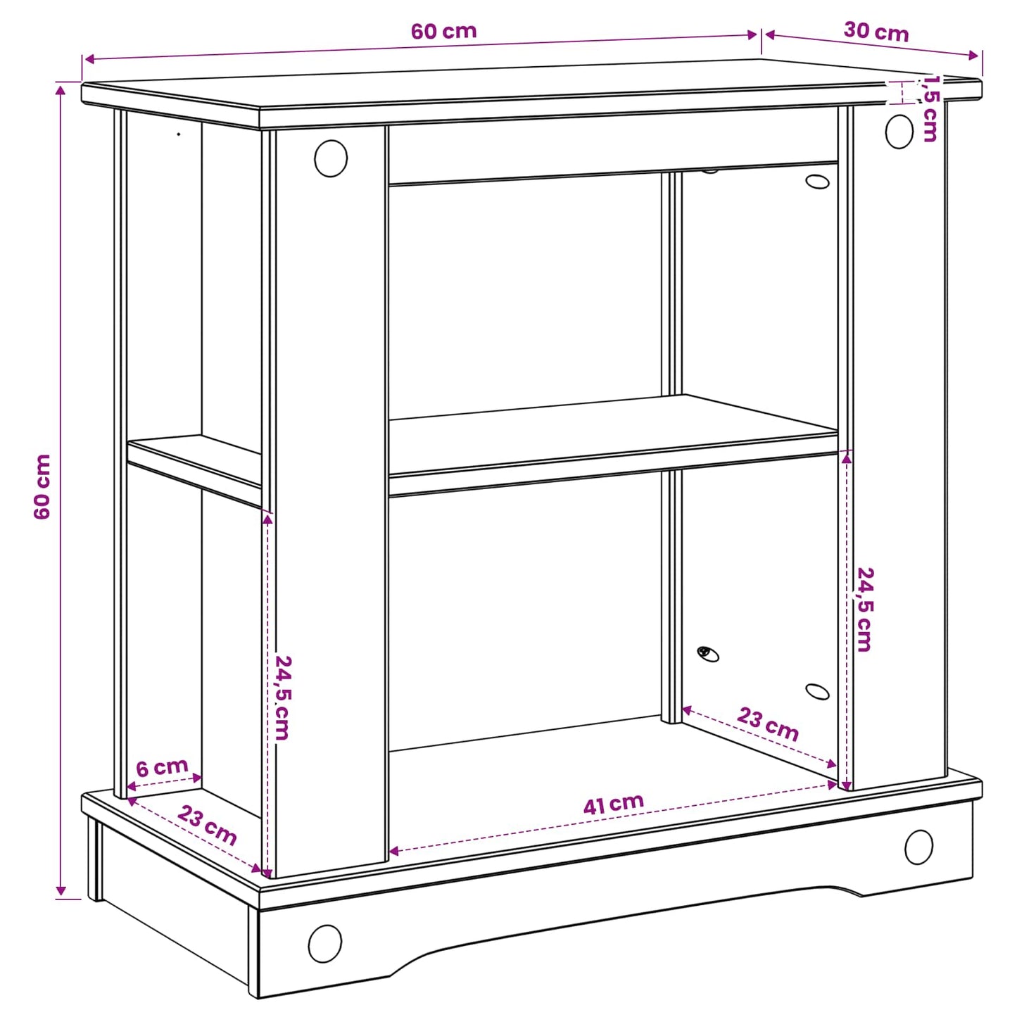 Akvarium stand CORONA Hvid og brun 60 x 30 x 60 cm 150 kg