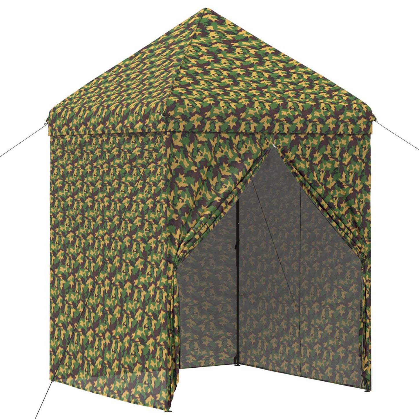 Baldakintelt med 4 Sidevægge 2,9 x 2,9 m Hærkamuflage