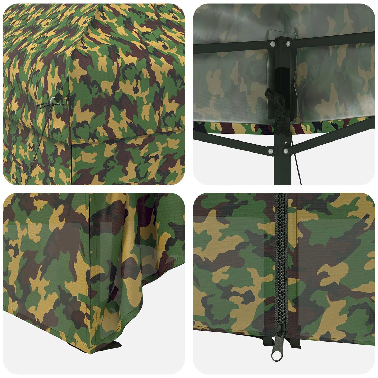 Baldakintelt med 4 Sidevægge 2,9 x 4,3 m Hærkamuflage
