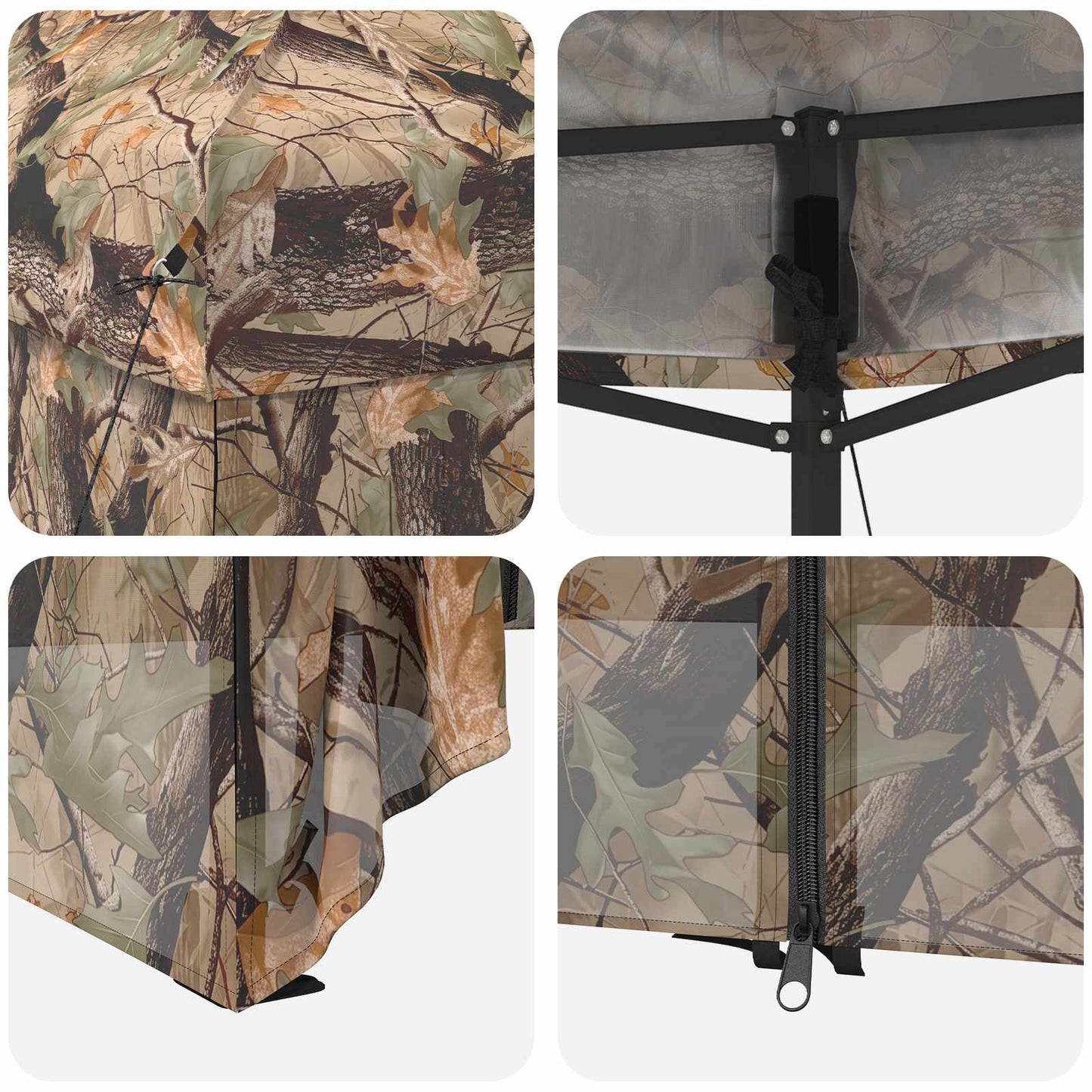 Pop-up Skur med 4 Sidevægge 3 x 3 m Skov Camouflage