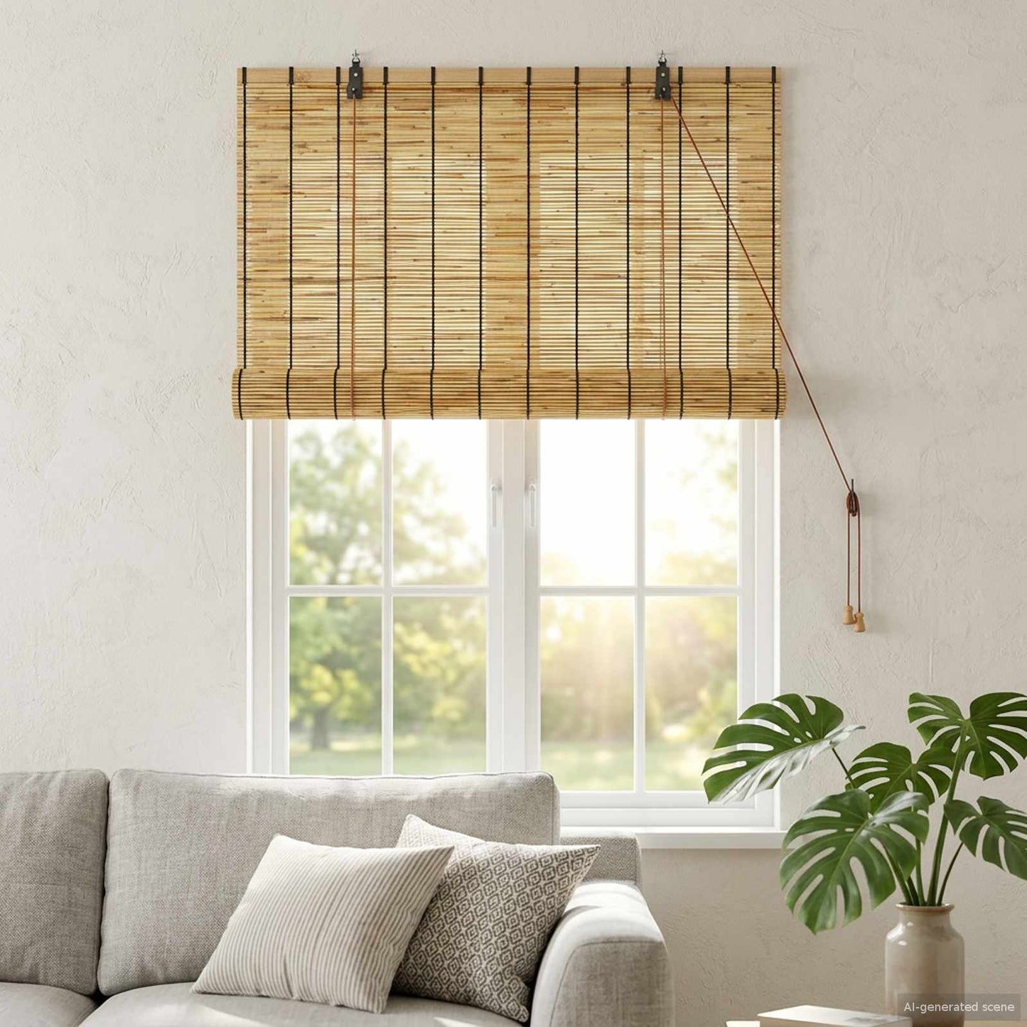 Rullegardin Naturfarvet 60 x 160 cm Rør
