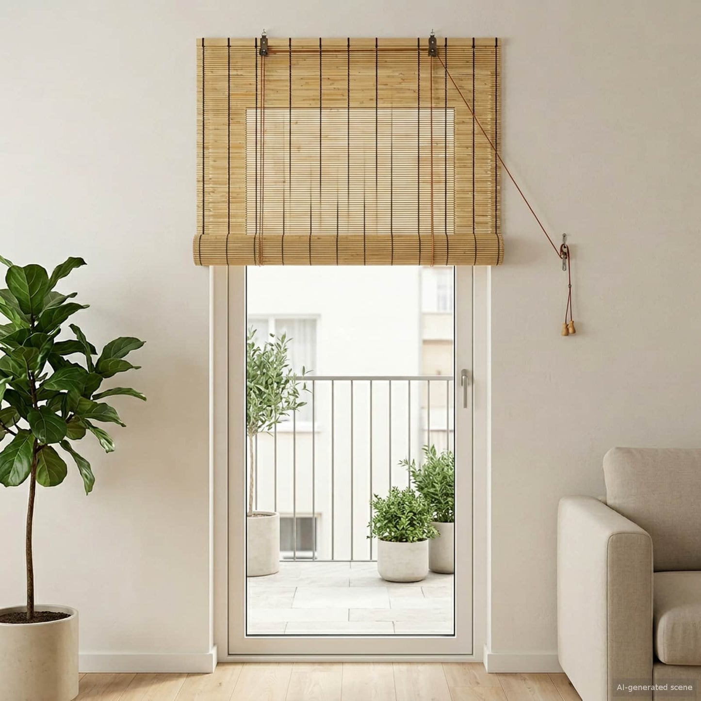 Rullegardin Naturfarvet 80 x 220 cm Rør