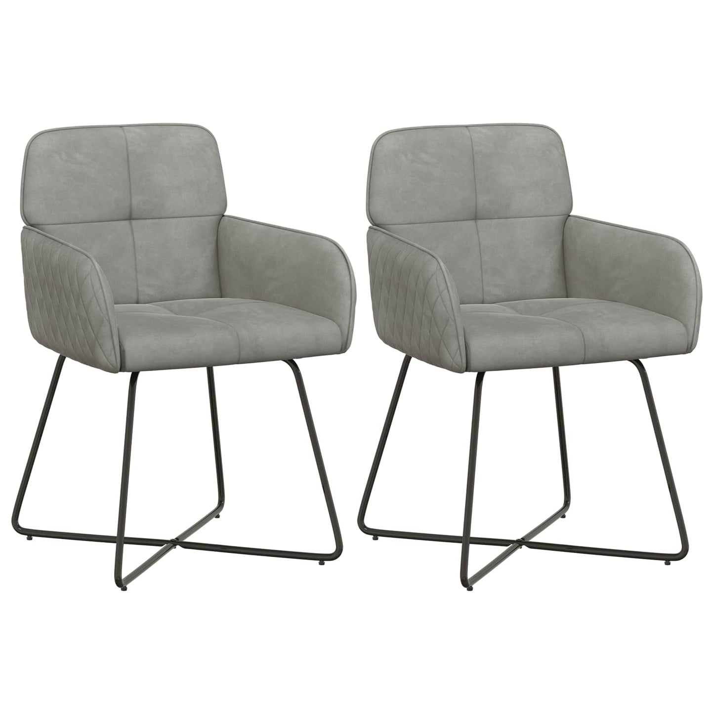 Spisestole 2 pcs Fløjl Lysegrå 59 x 56,5 x 86 cm