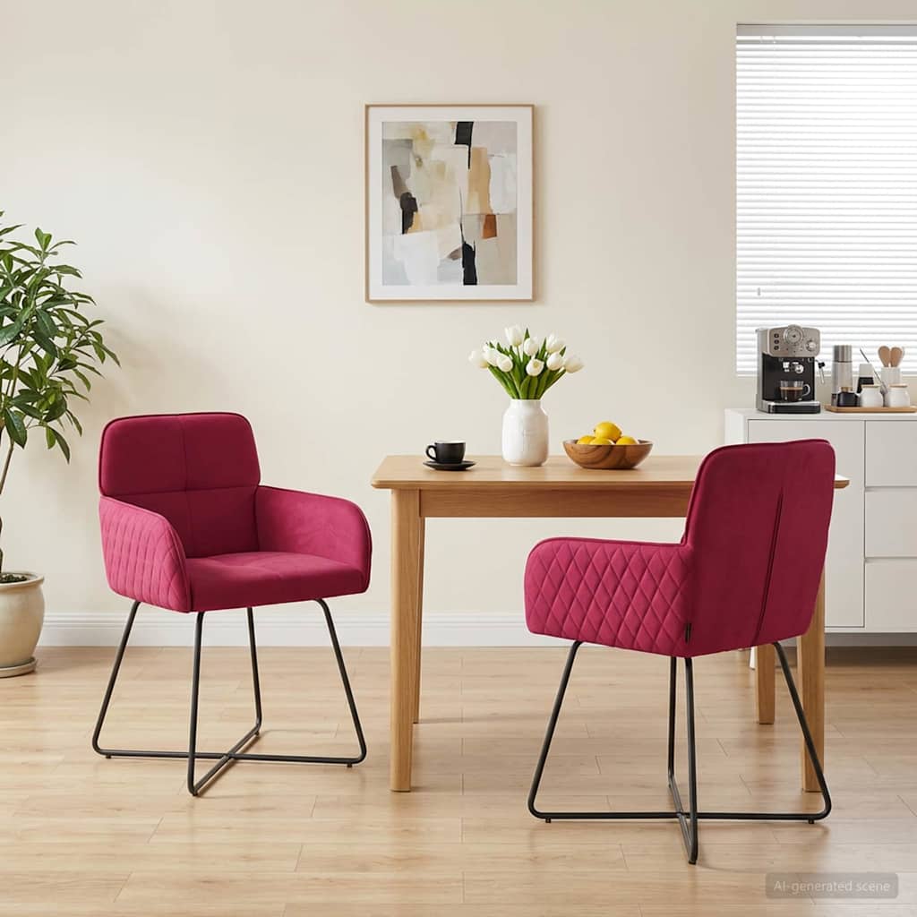 Spisestole 2 pcs Fløjl Vinrød 59 x 56,5 x 86 cm