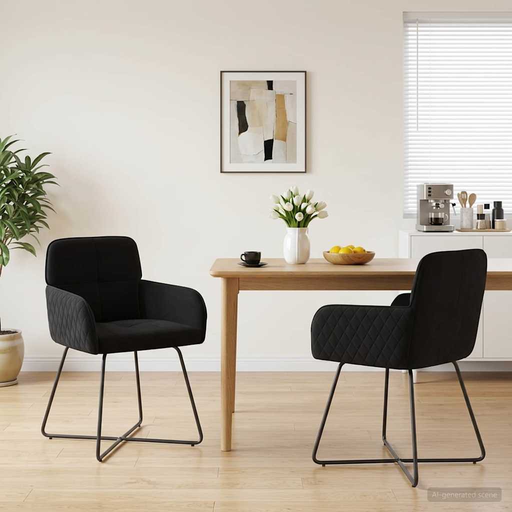 Spisestole 2 pcs Fløjl Sort 59 x 56,5 x 86 cm