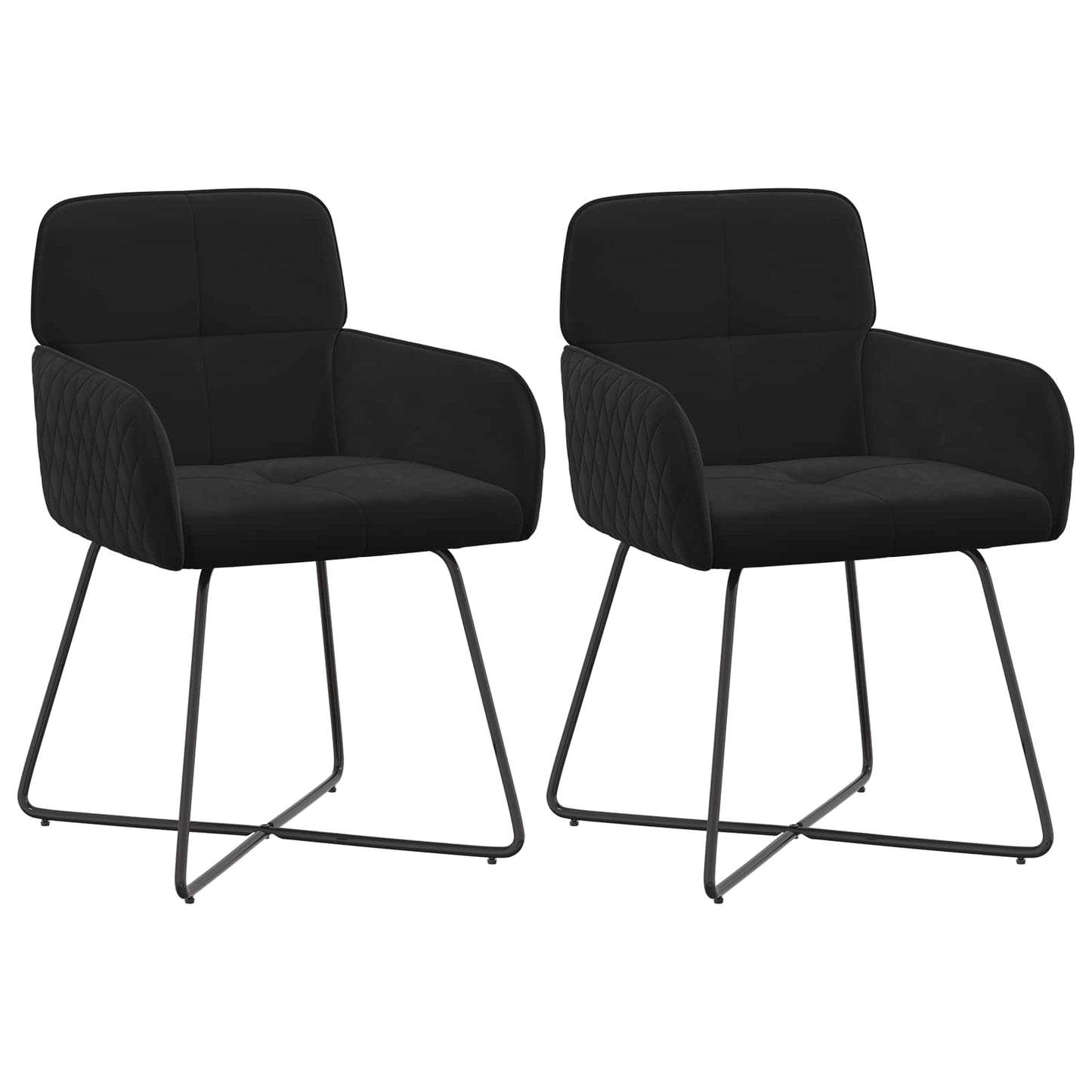 Spisestole 2 pcs Fløjl Sort 59 x 56,5 x 86 cm
