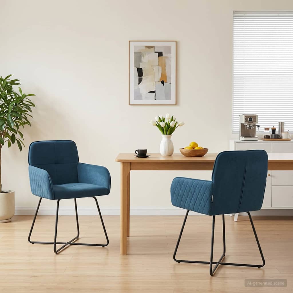 Spisestole 2 pcs Fløjl Blå 59 x 56,5 x 86 cm