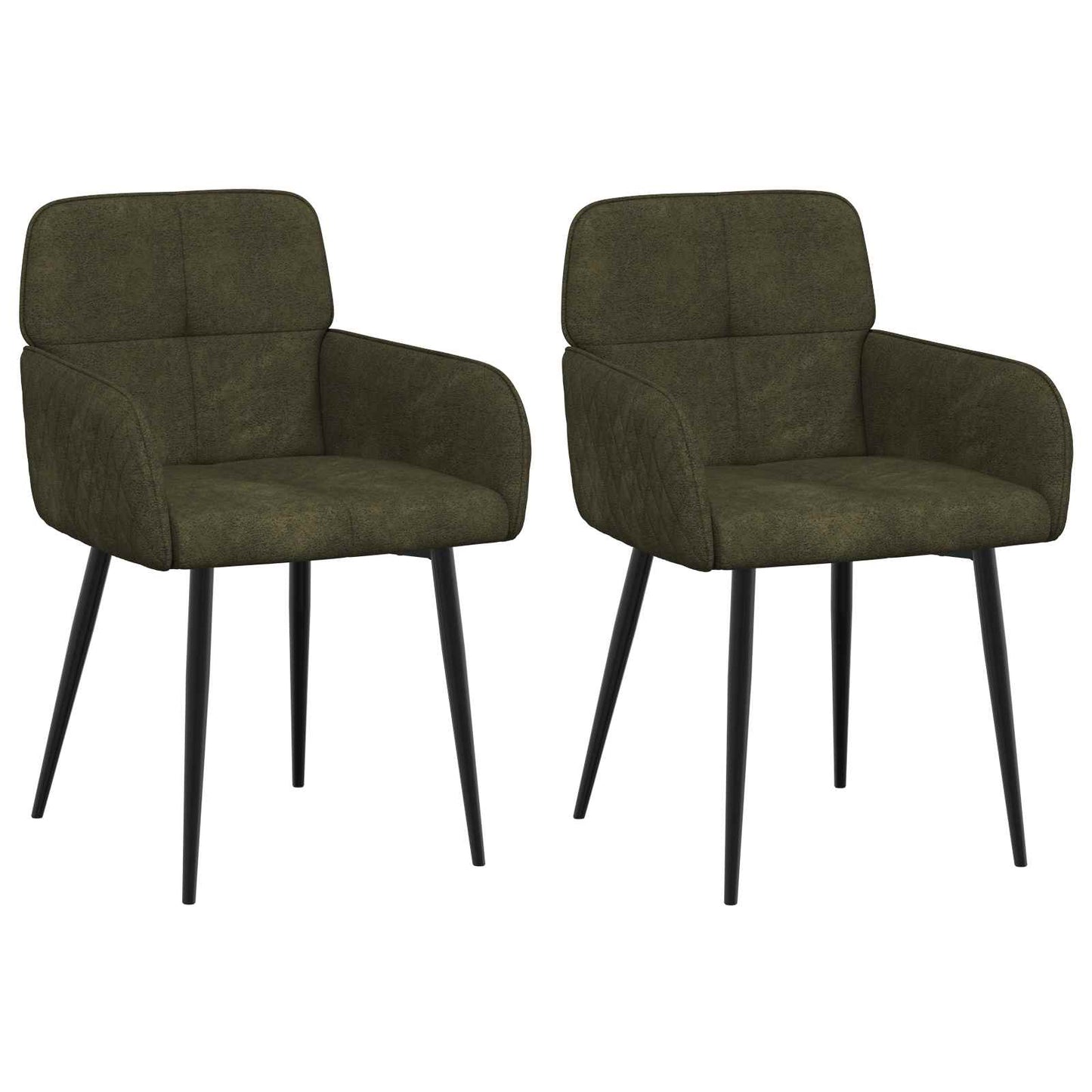 Spisestole 2 pcs Faux Suede Læder Army Grøn 59x56,5x85cm